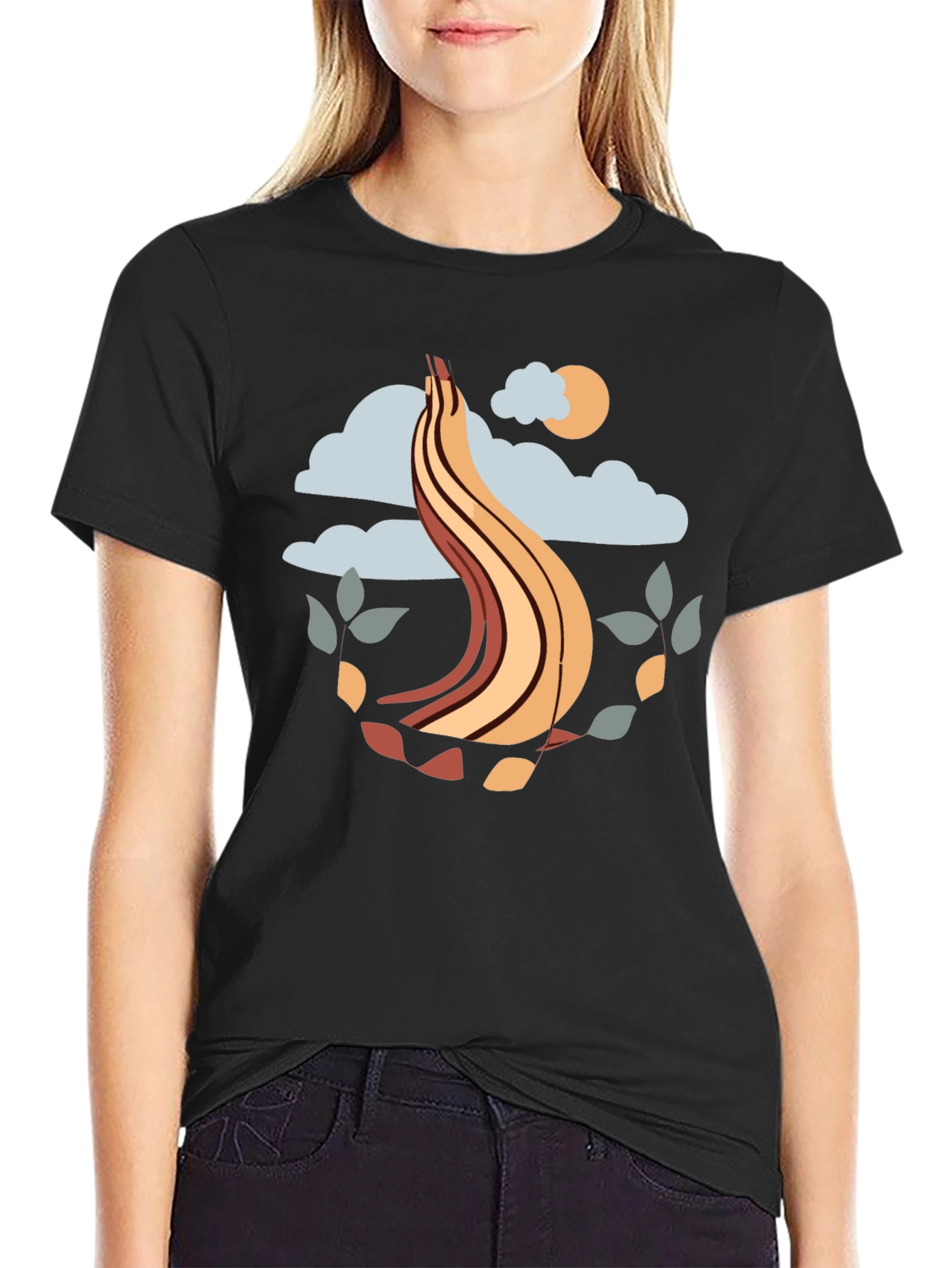 Abstract Nature Graphic Tee - Black