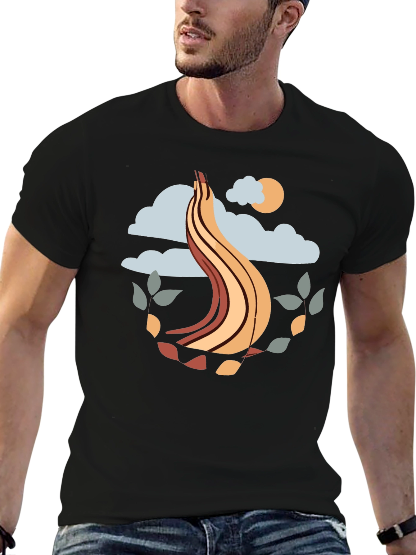 Abstract Nature Graphic Tee - Black