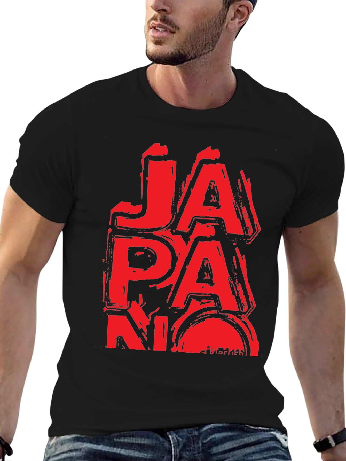 Red Japan Graphic T-Shirt - Grunge Style
