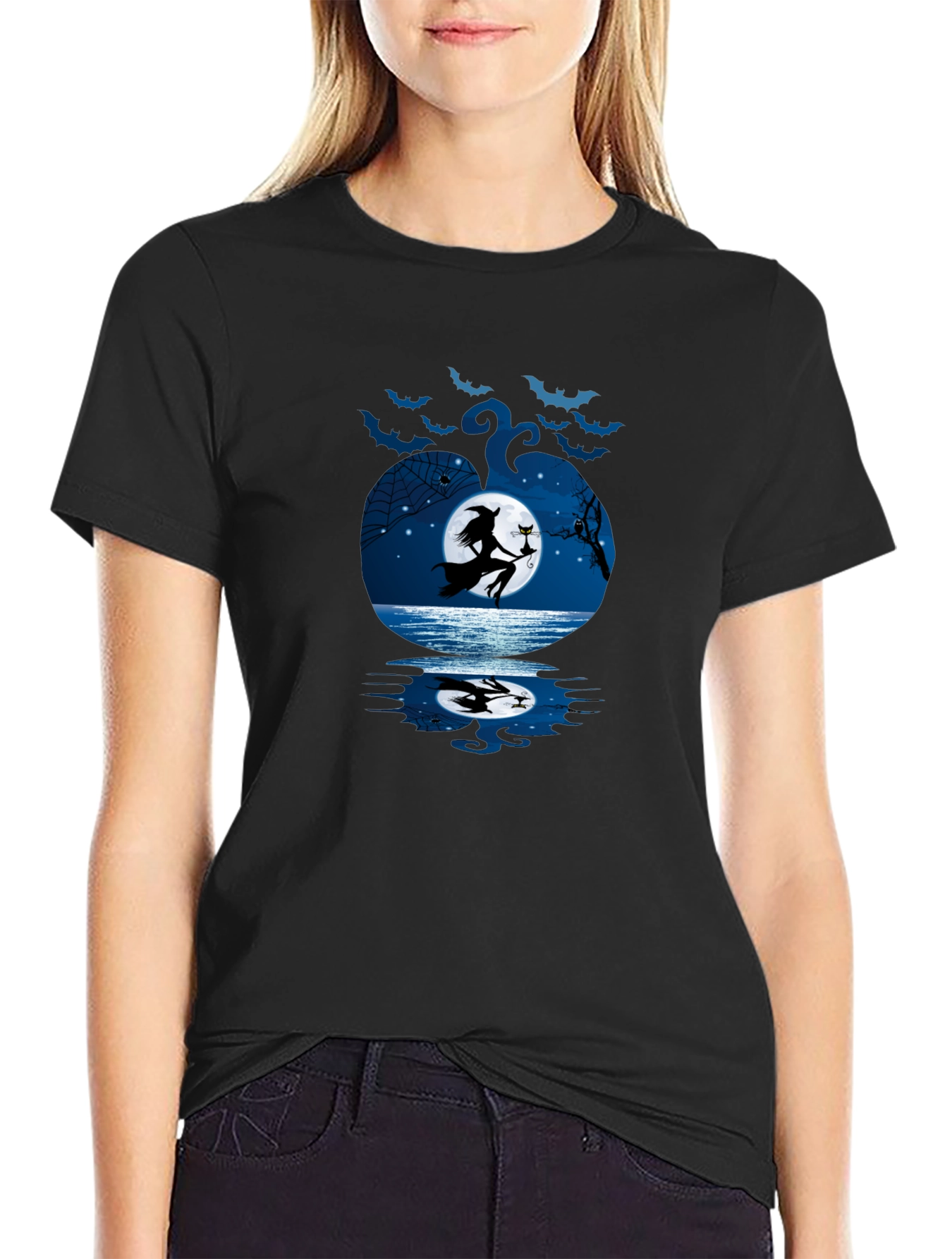 Halloween Witch & Cat T-Shirt