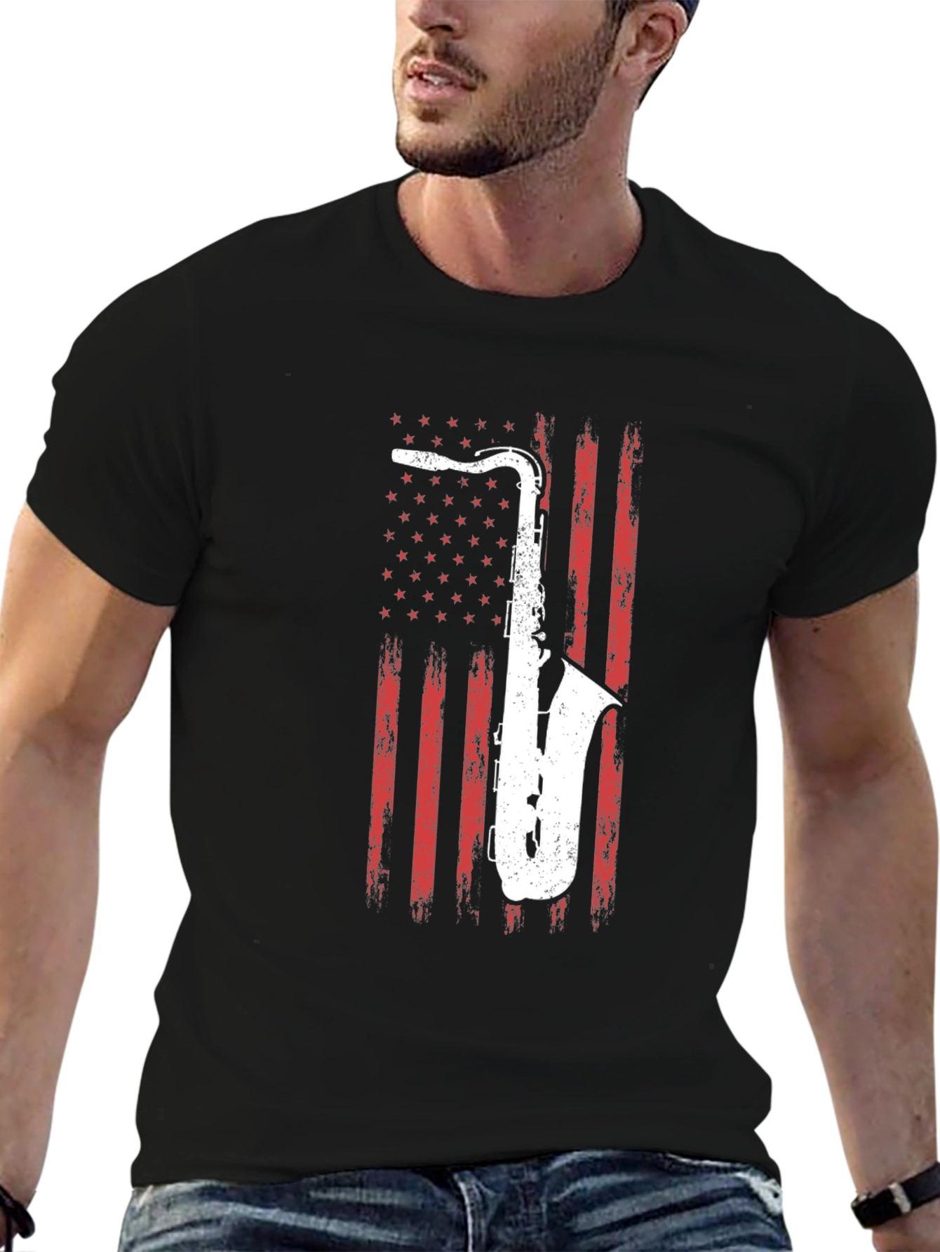 Saxophone American Flag T-Shirt