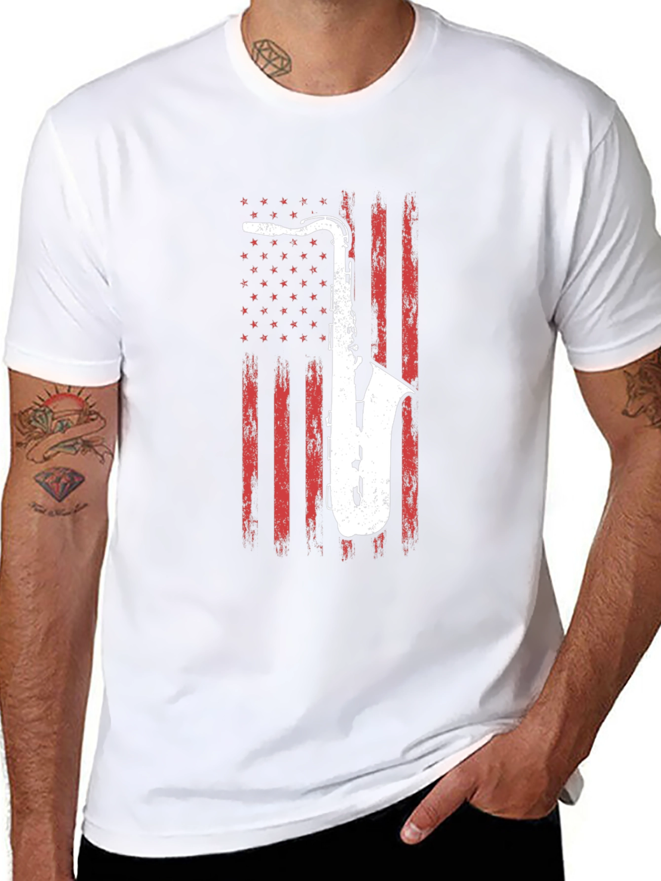 Saxophone American Flag T-Shirt