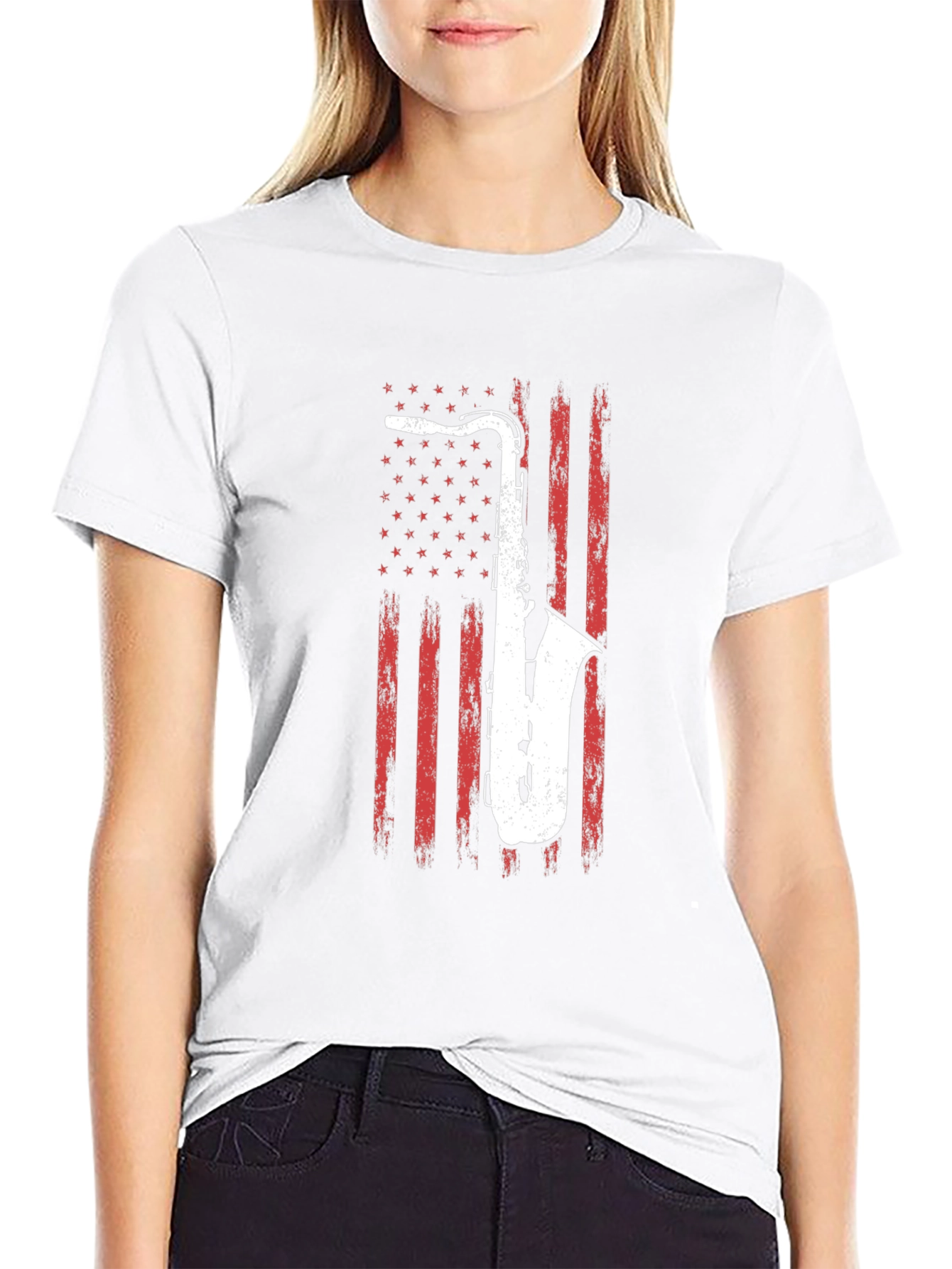 Saxophone American Flag T-Shirt