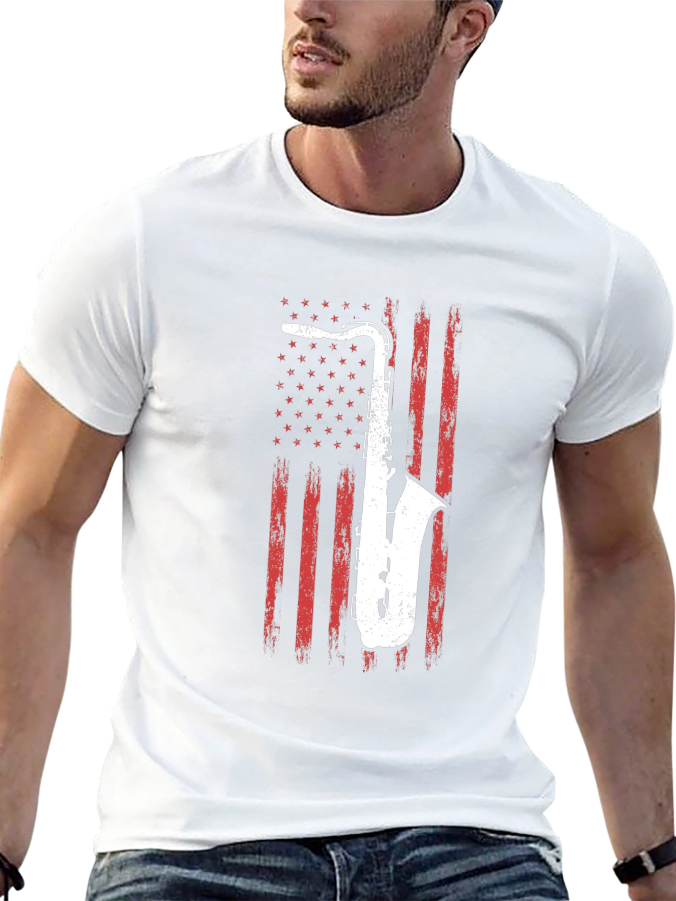 Saxophone American Flag T-Shirt