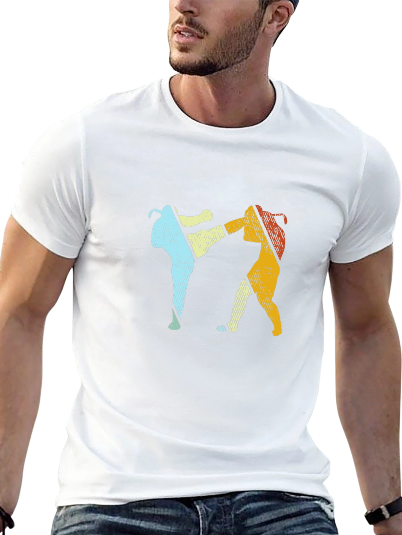 Retro Muay Thai Kickboxing Black T-Shirt