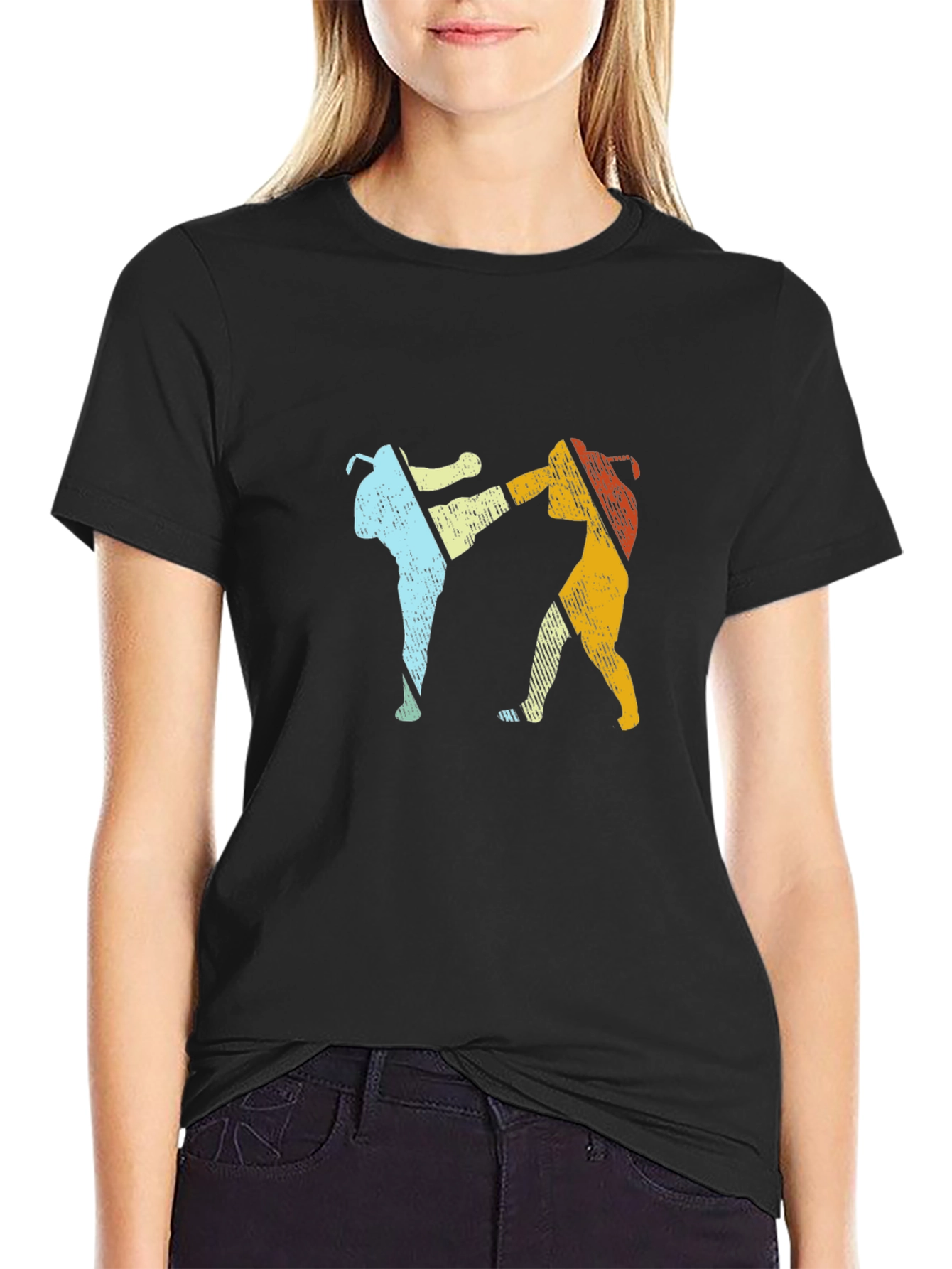 Retro Muay Thai Kickboxing Black T-Shirt