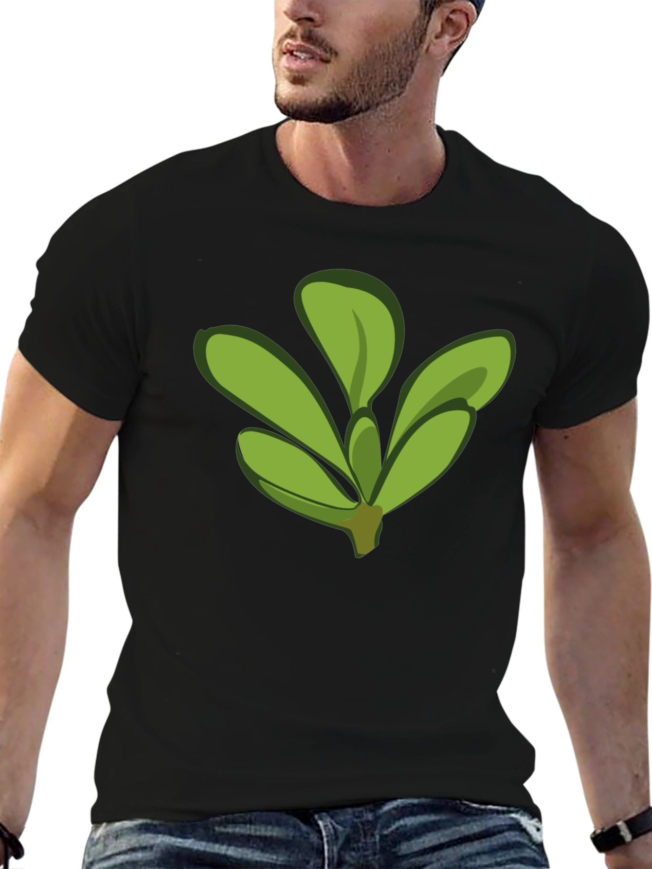 Leaf Graphic Tee - Black Cotton Comfort
