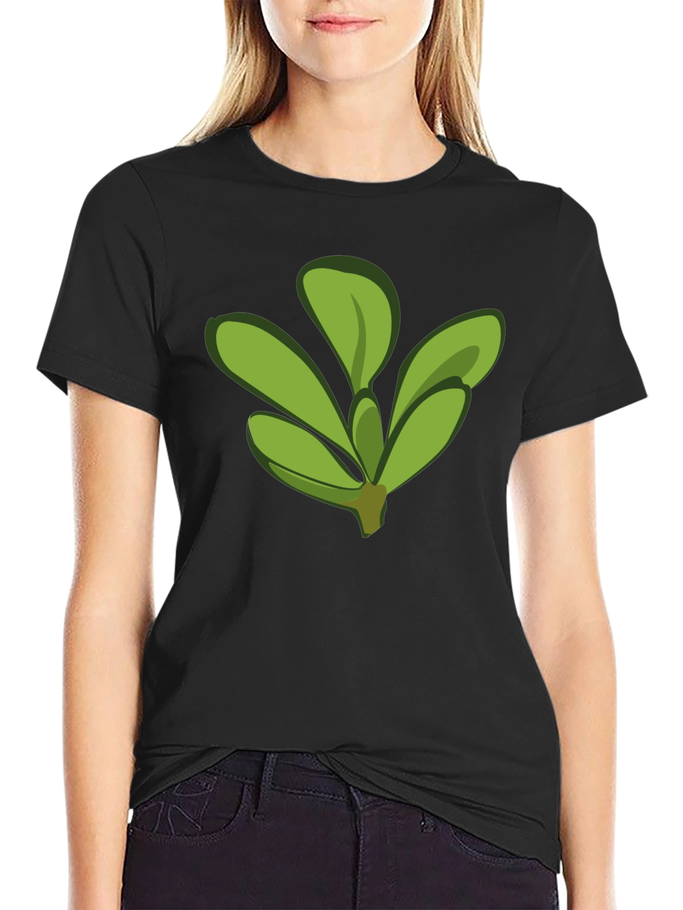 Leaf Graphic Tee - Black Cotton Comfort