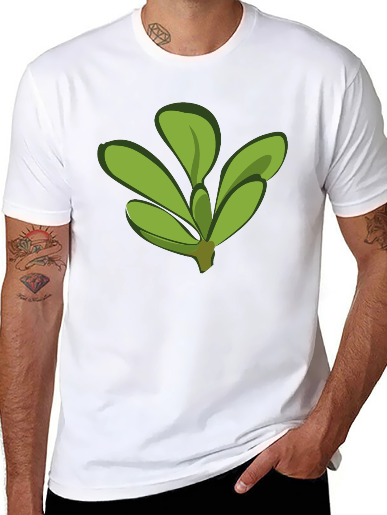 Leaf Graphic Tee - Black Cotton Comfort