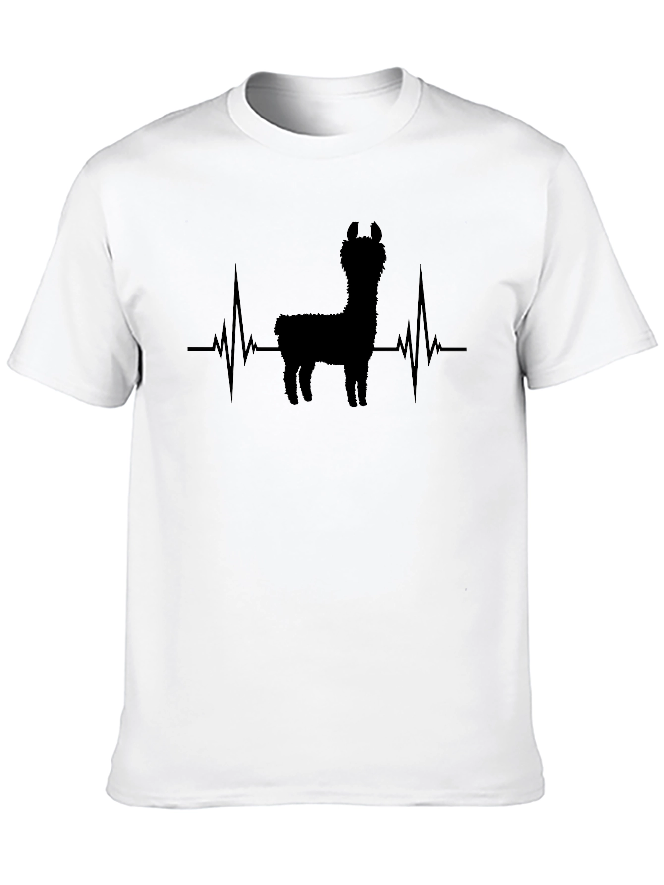 Llama Heartbeat Graphic Tee - Mens Black T-Shirt