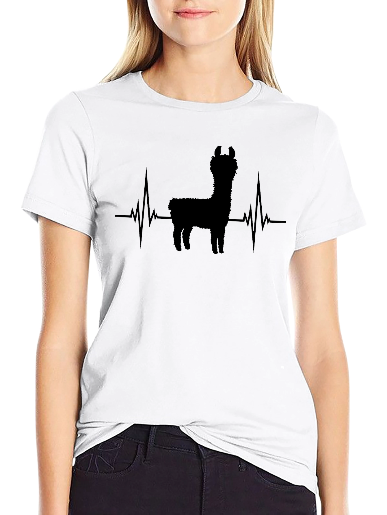 Llama Heartbeat Graphic Tee - Mens Black T-Shirt