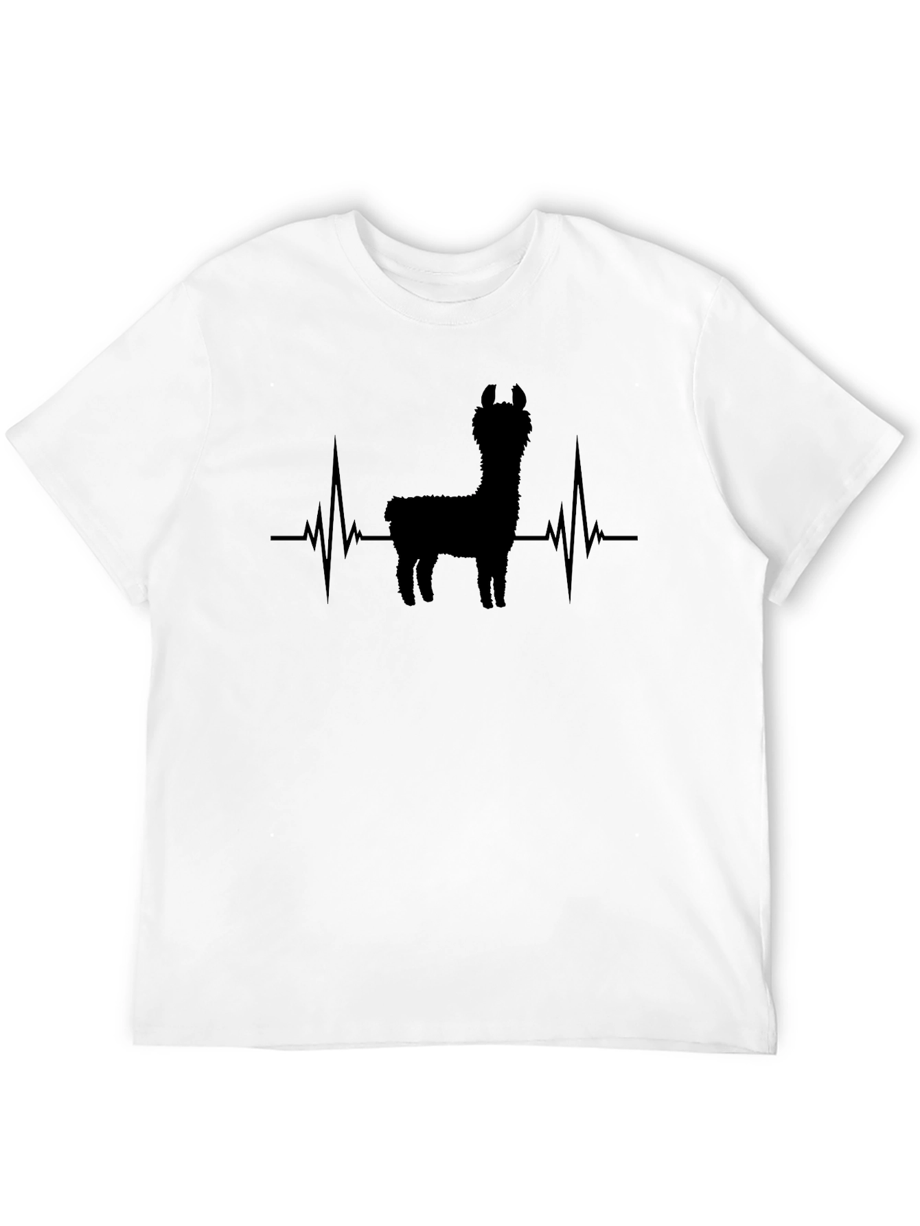 Llama Heartbeat Graphic Tee - Mens Black T-Shirt