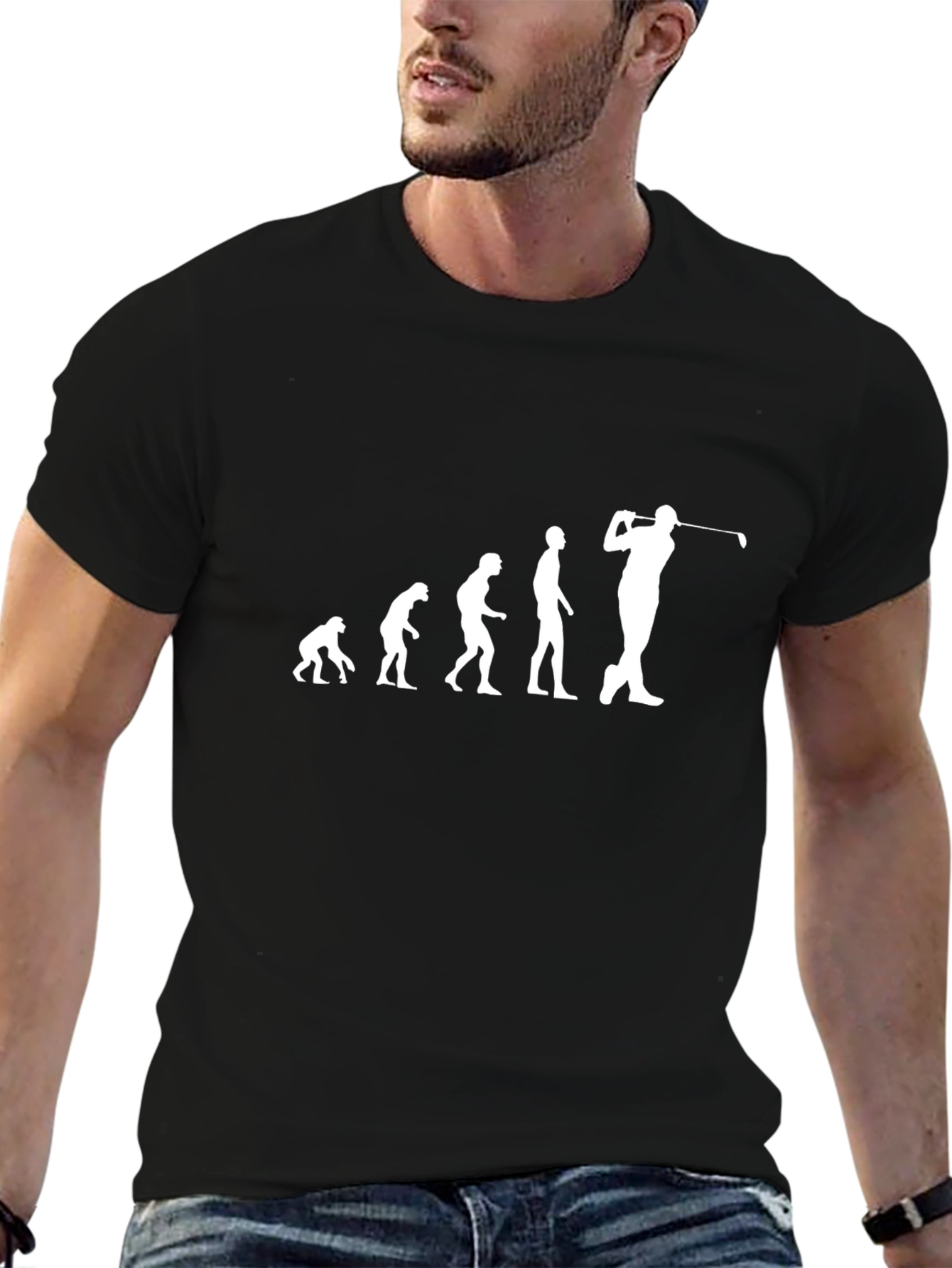 Golf Evolution Graphic Tee - Black Cotton T-Shirt