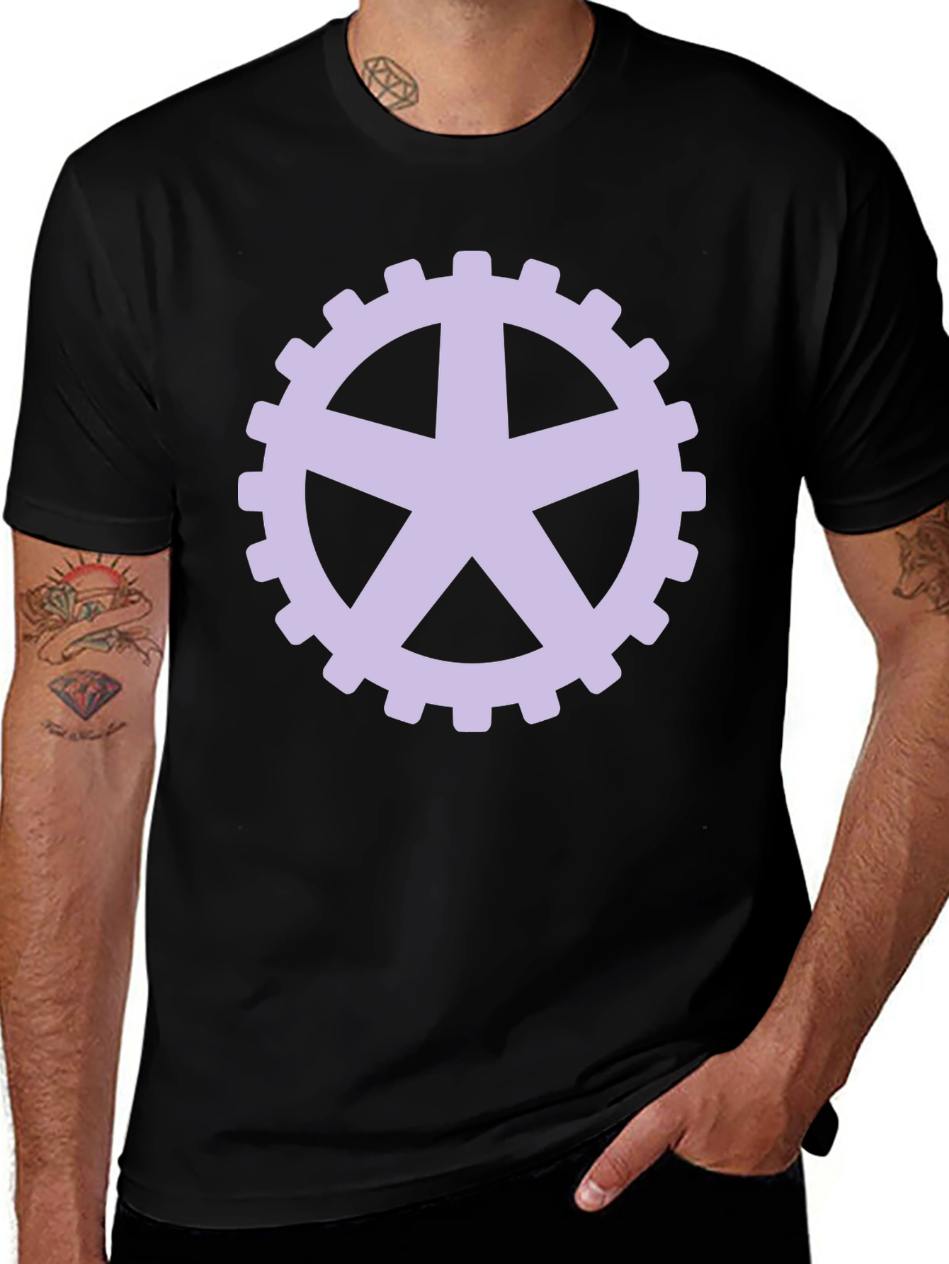 Gear Star Graphic Tee - Black Crew Neck T-Shirt