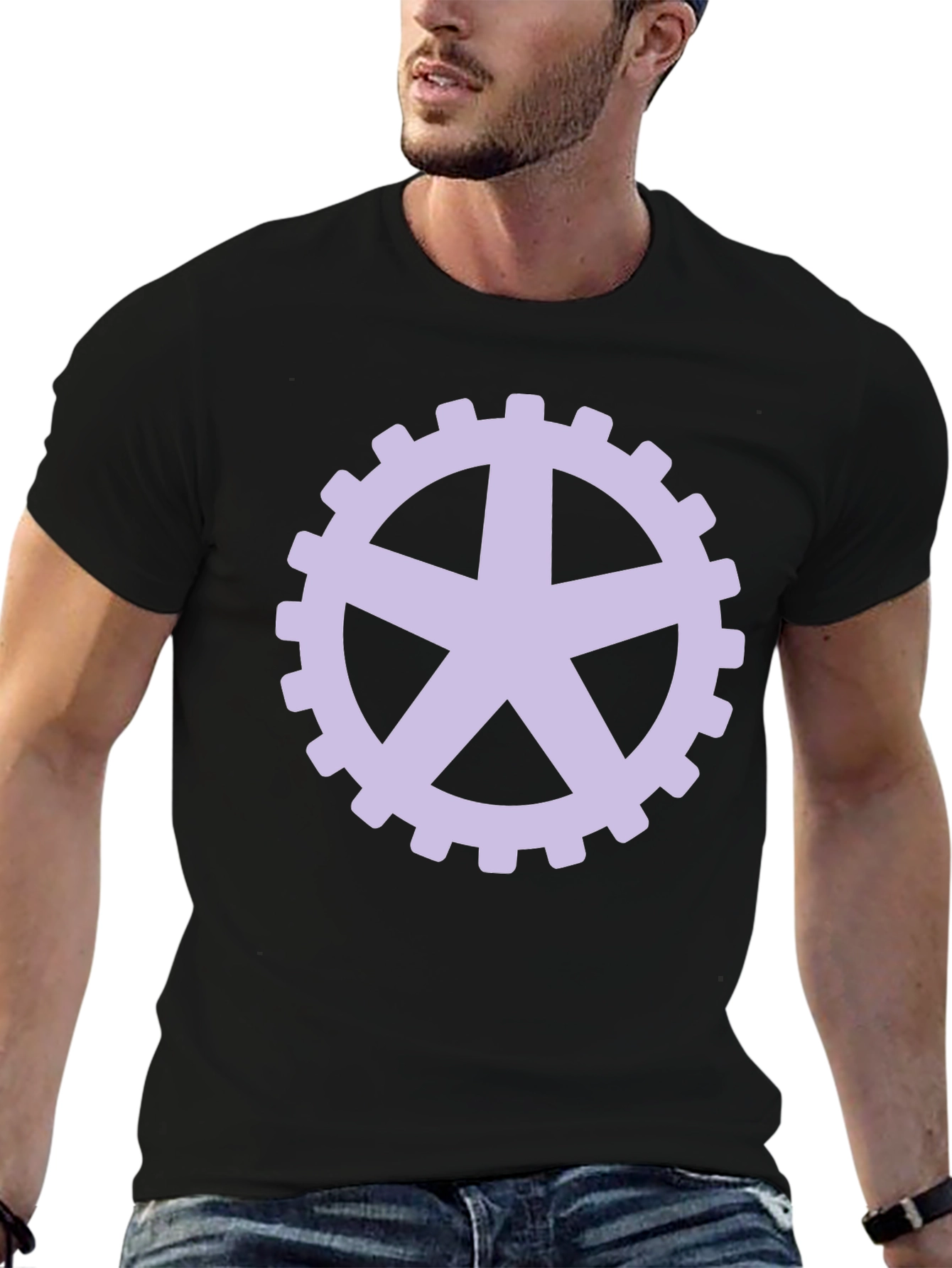 Gear Star Graphic Tee - Black Crew Neck T-Shirt