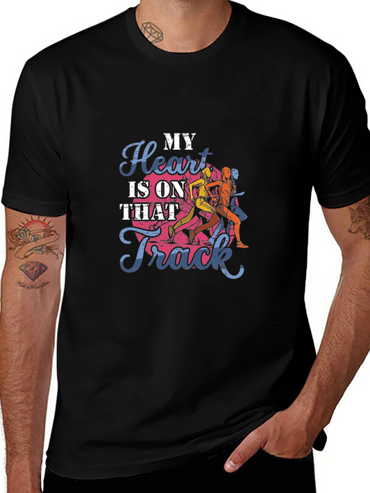 My Heart Is On That Track Black T-Shirt