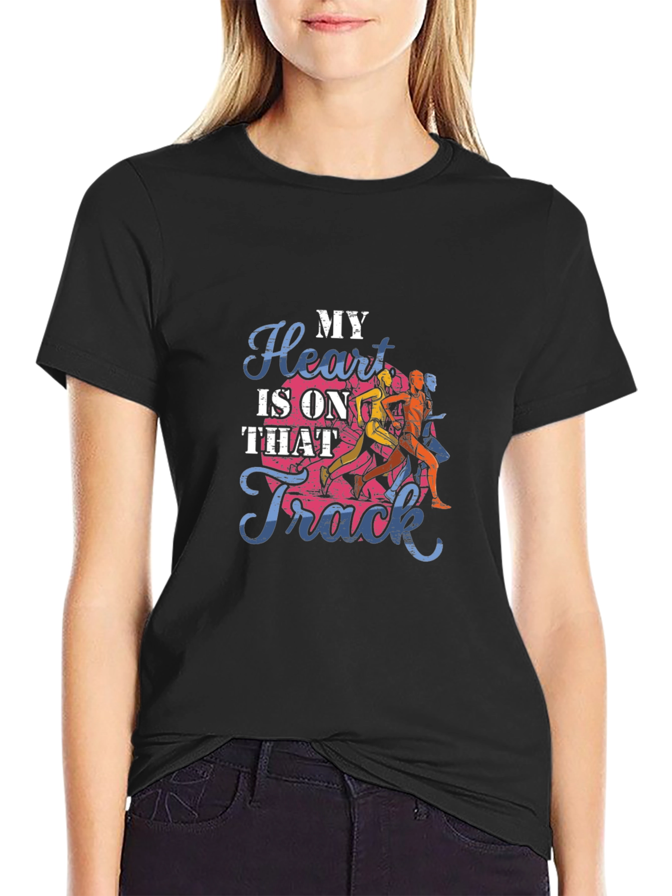 My Heart Is On That Track Black T-Shirt