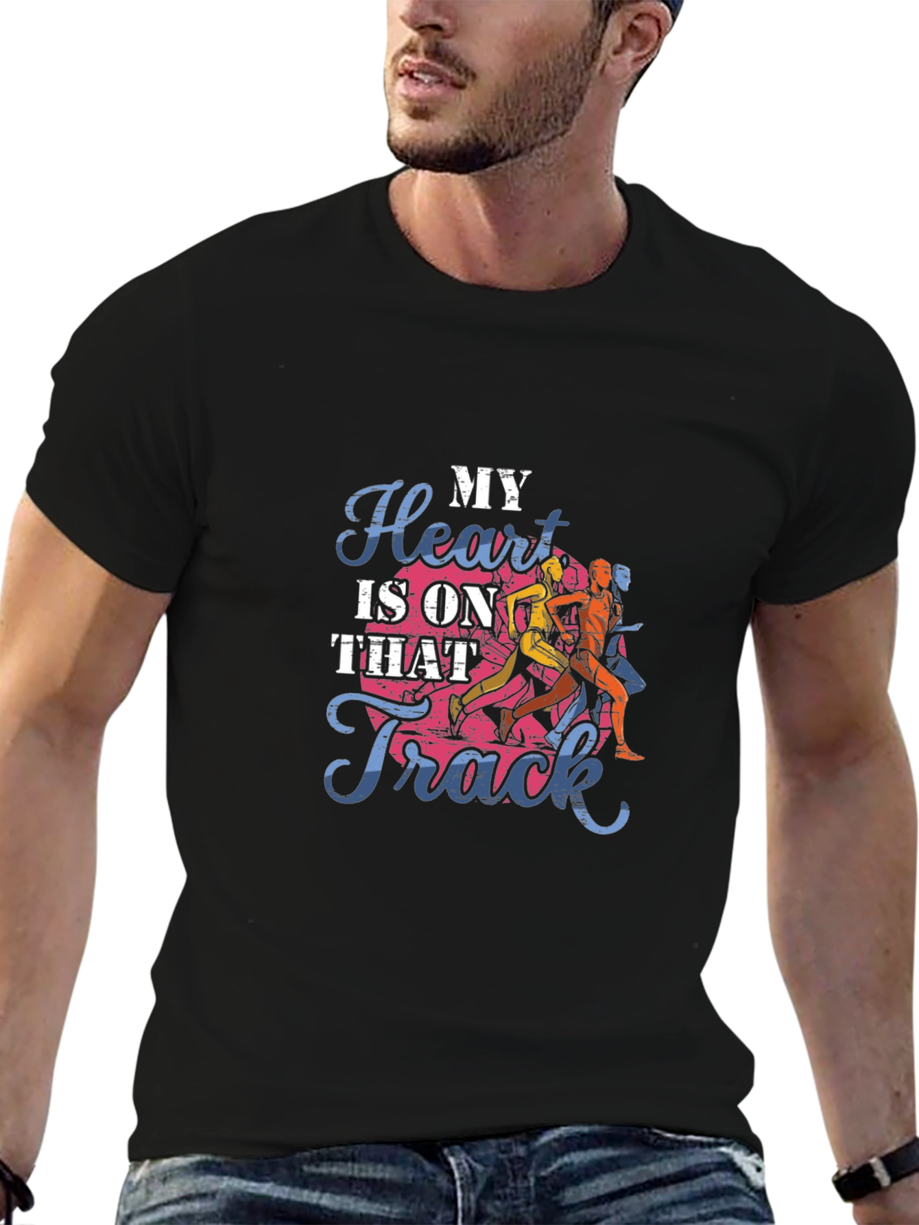 My Heart Is On That Track Black T-Shirt