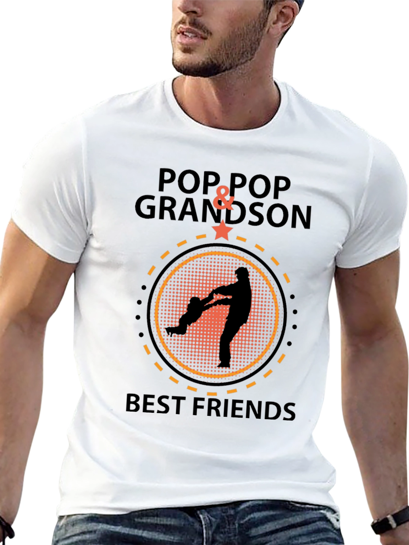 Pop Pop & Grandson Best Friends Black T-Shirt