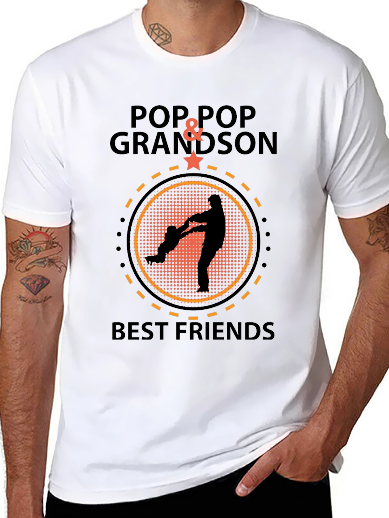 Pop Pop & Grandson Best Friends Black T-Shirt