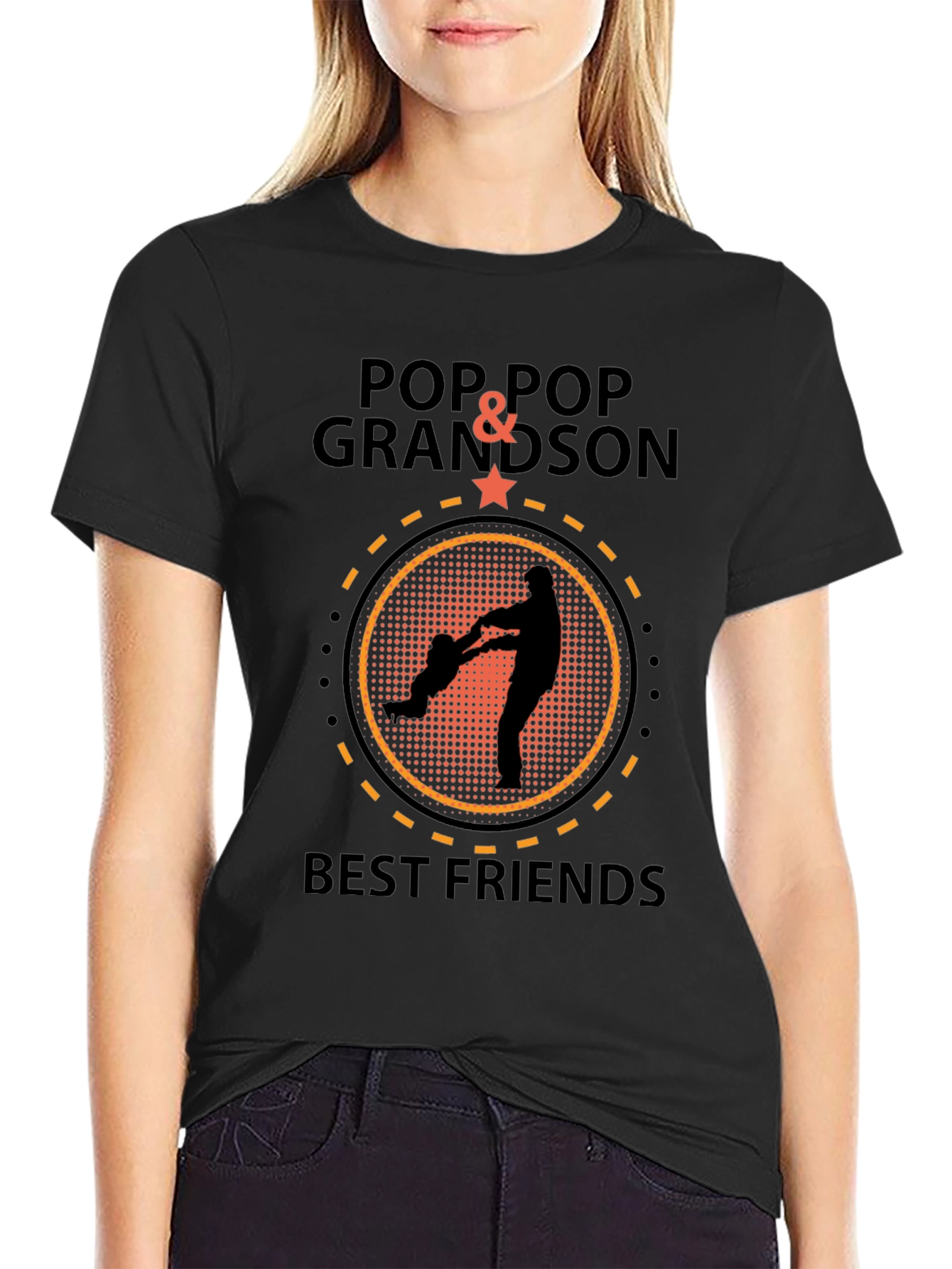 Pop Pop & Grandson Best Friends Black T-Shirt