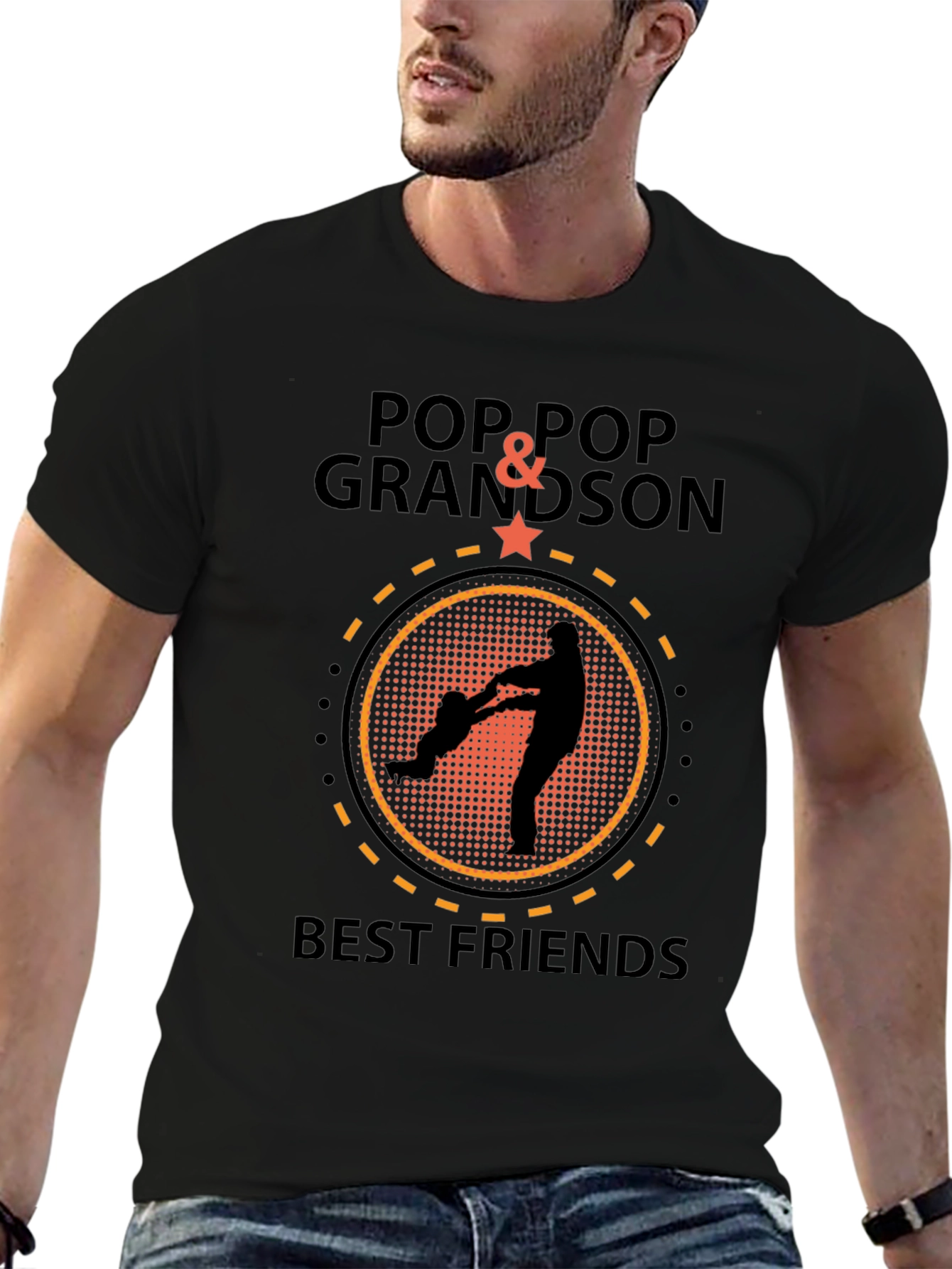 Pop Pop & Grandson Best Friends Black T-Shirt