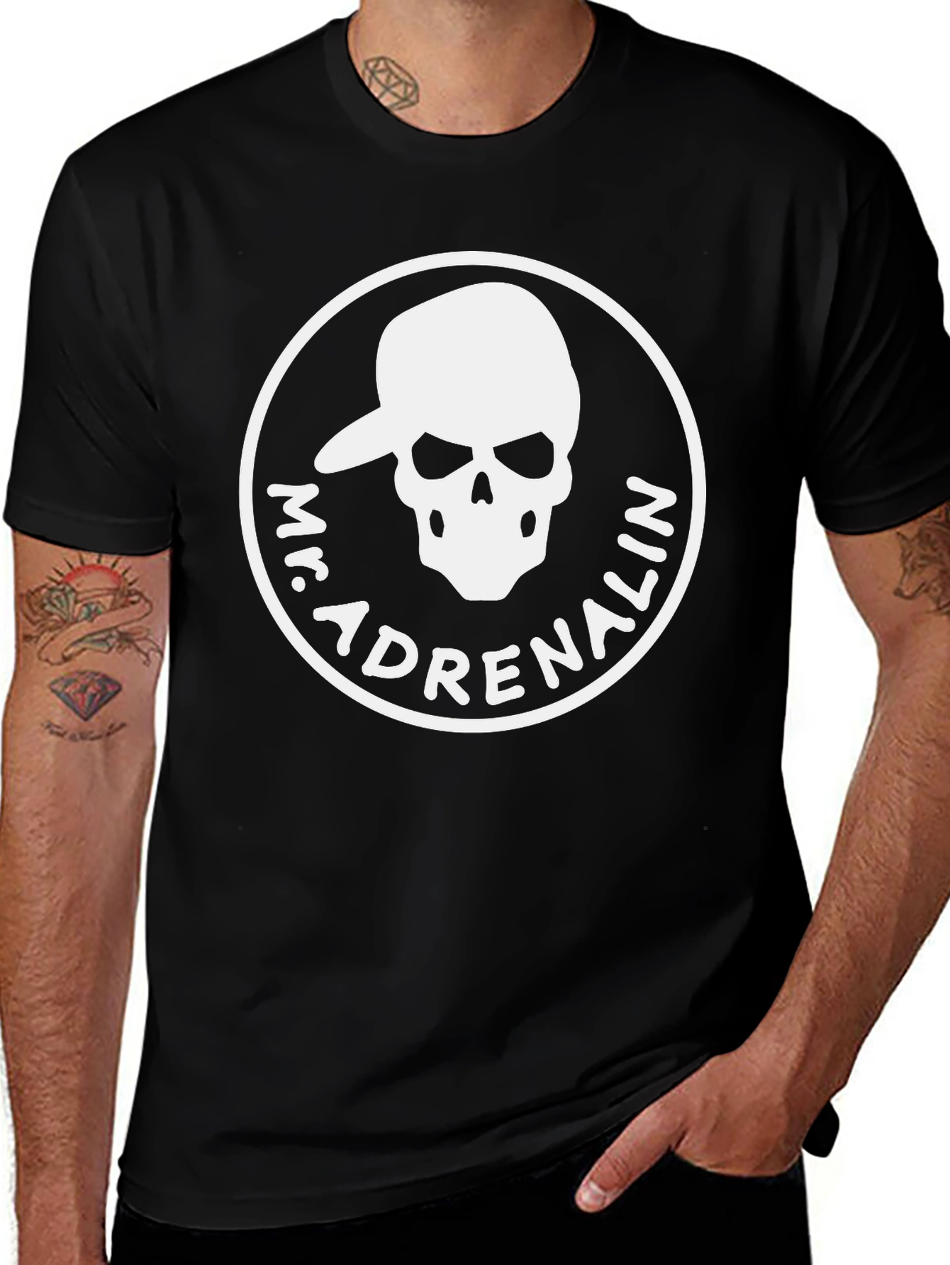 Mr. Adrenalin Skull Graphic Black T-Shirt