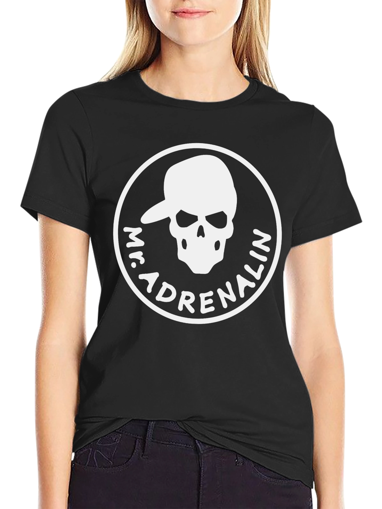 Mr. Adrenalin Skull Graphic Black T-Shirt
