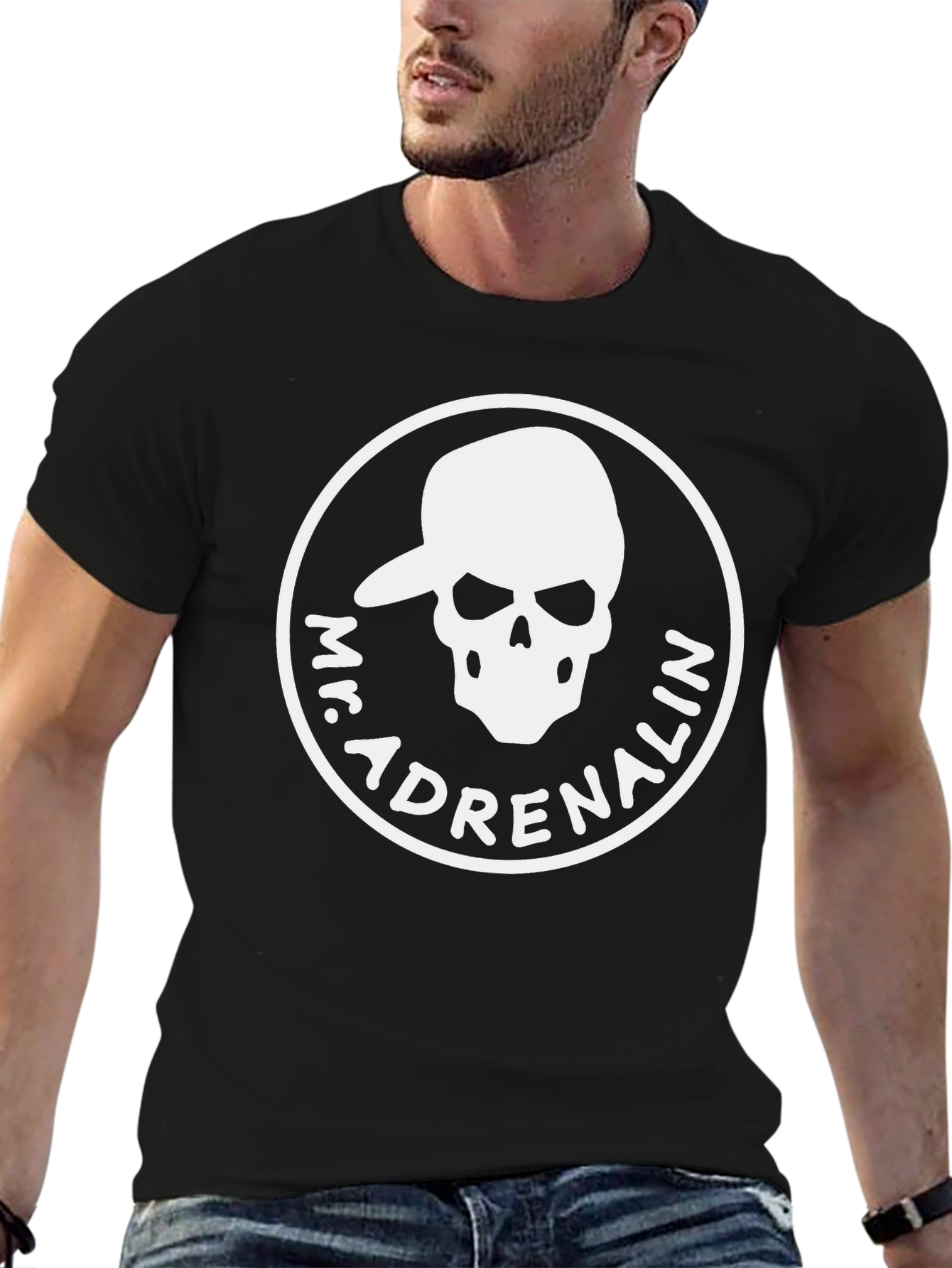 Mr. Adrenalin Skull Graphic Black T-Shirt