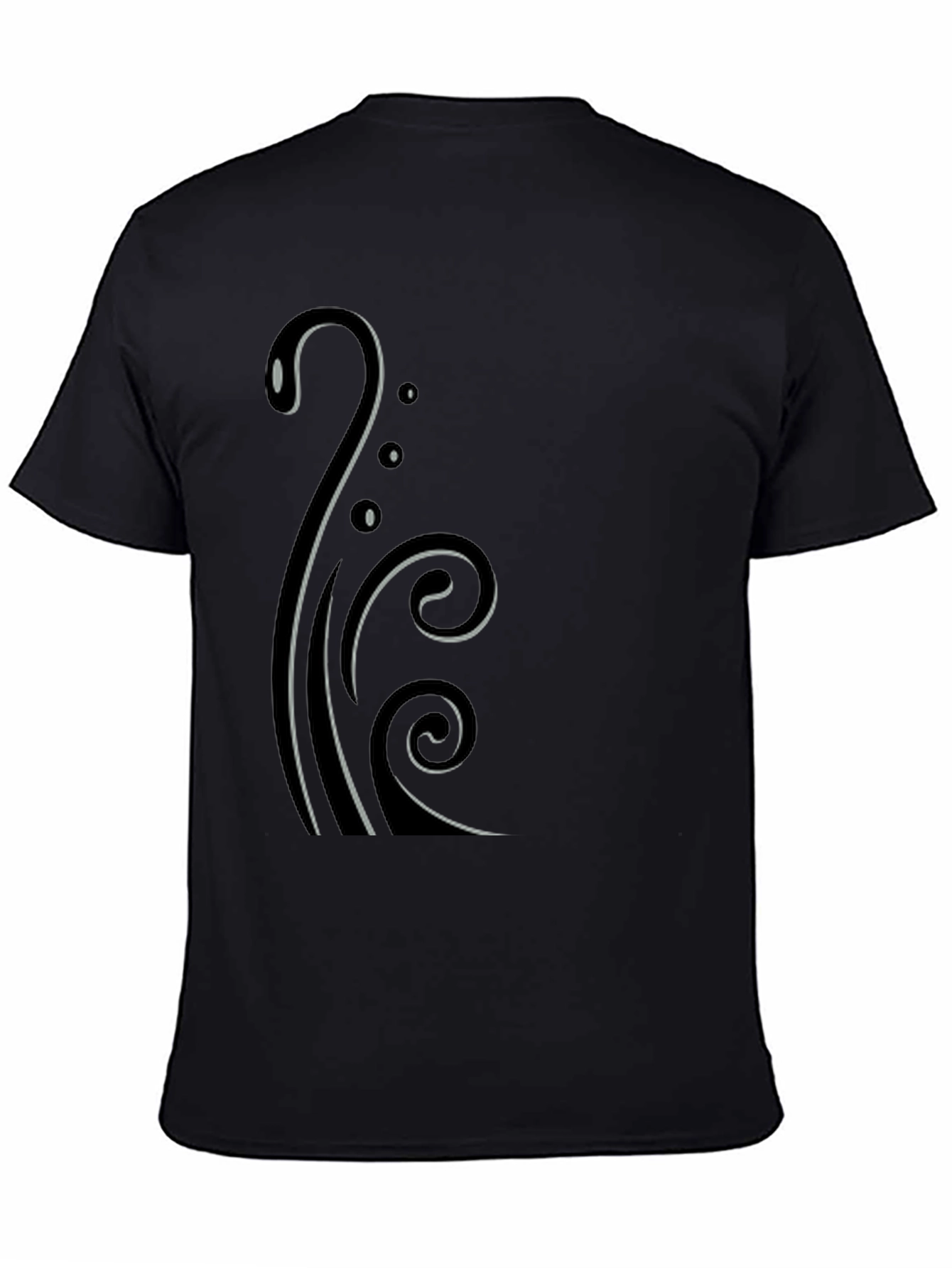 Stylish Black T-Shirt with Elegant Swirl Design