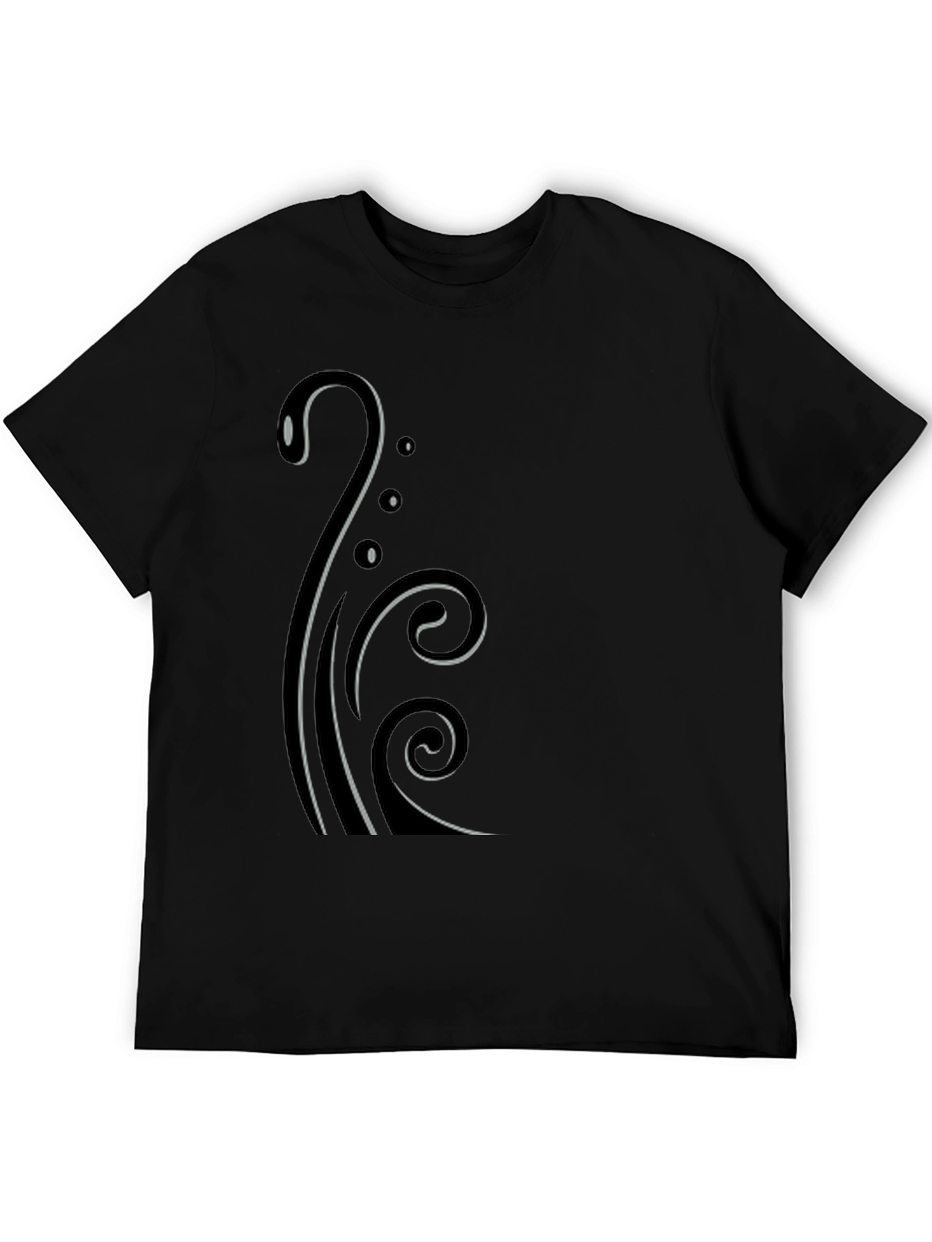 Stylish Black T-Shirt with Elegant Swirl Design