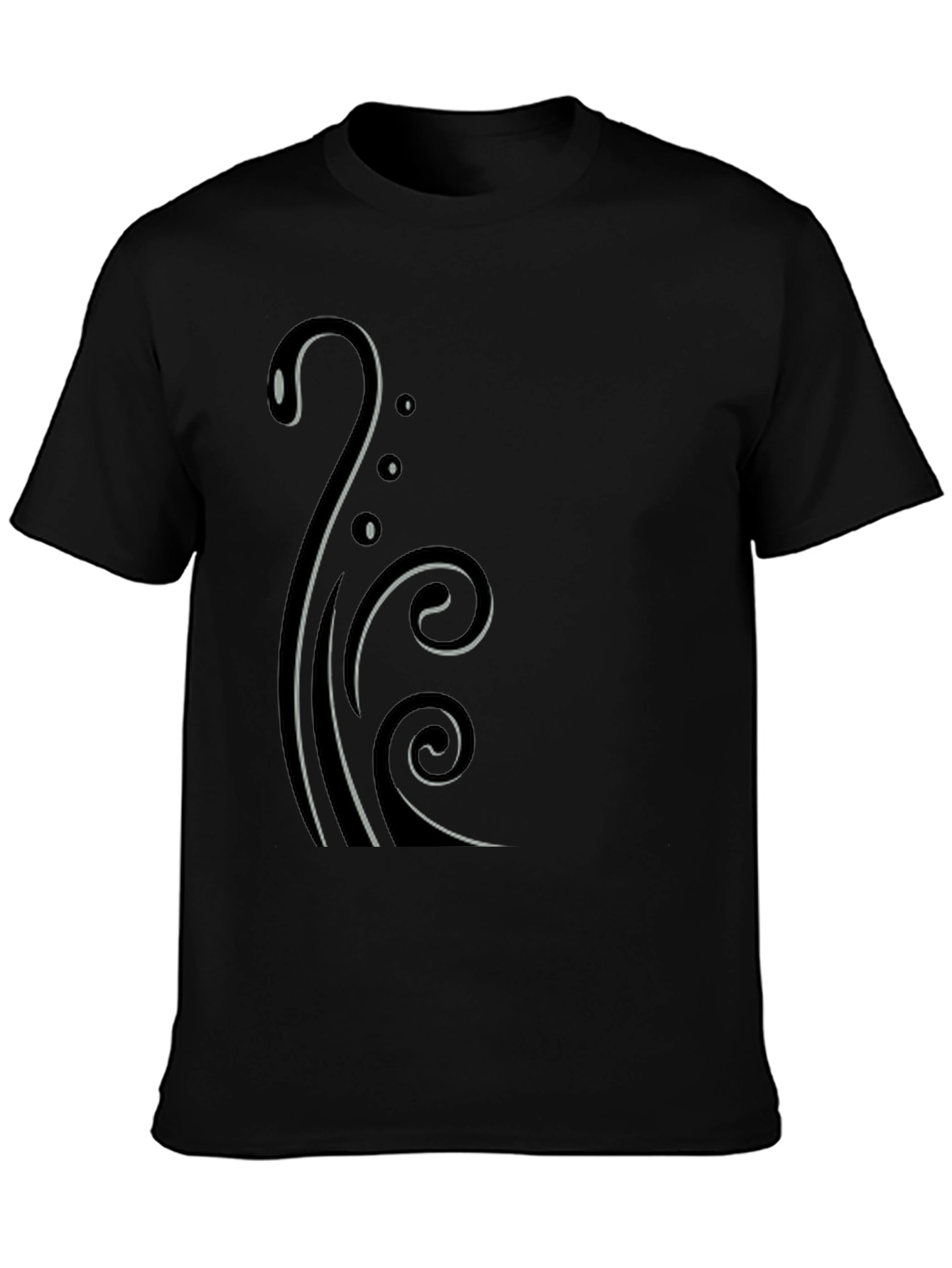Stylish Black T-Shirt with Elegant Swirl Design