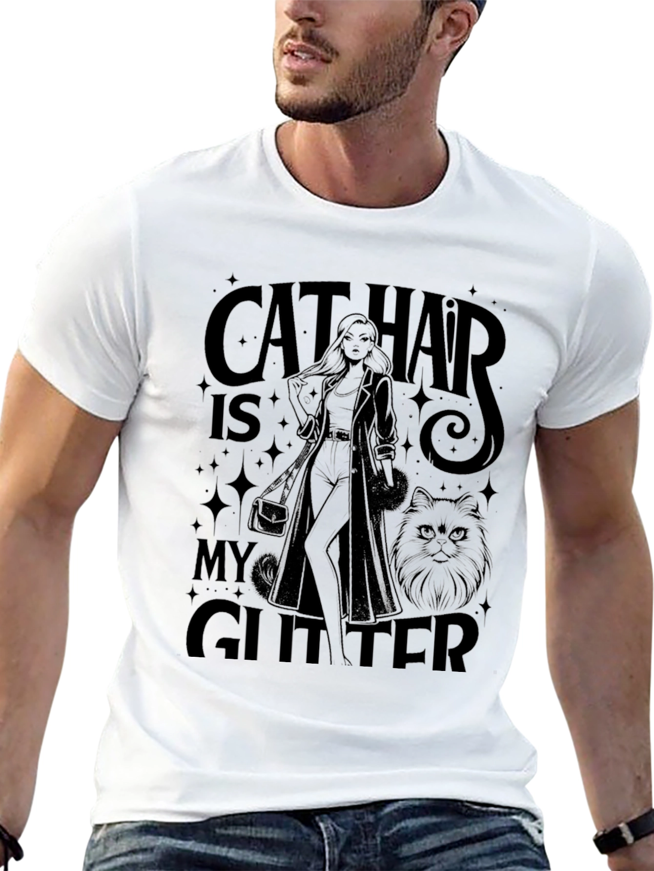 Cat Hair Is My Glitter - Novelty Graphic Tee