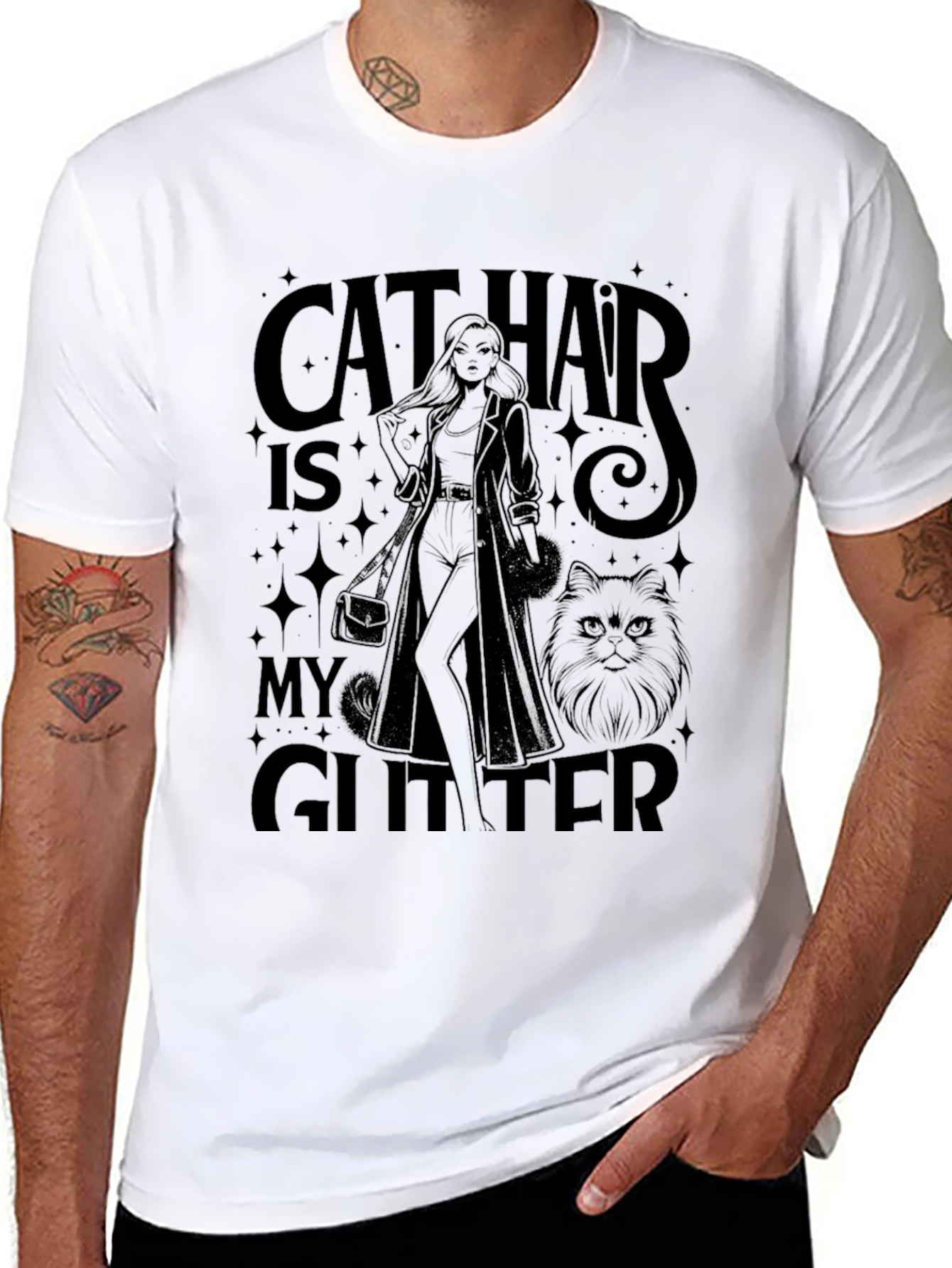 Cat Hair Is My Glitter - Novelty Graphic Tee