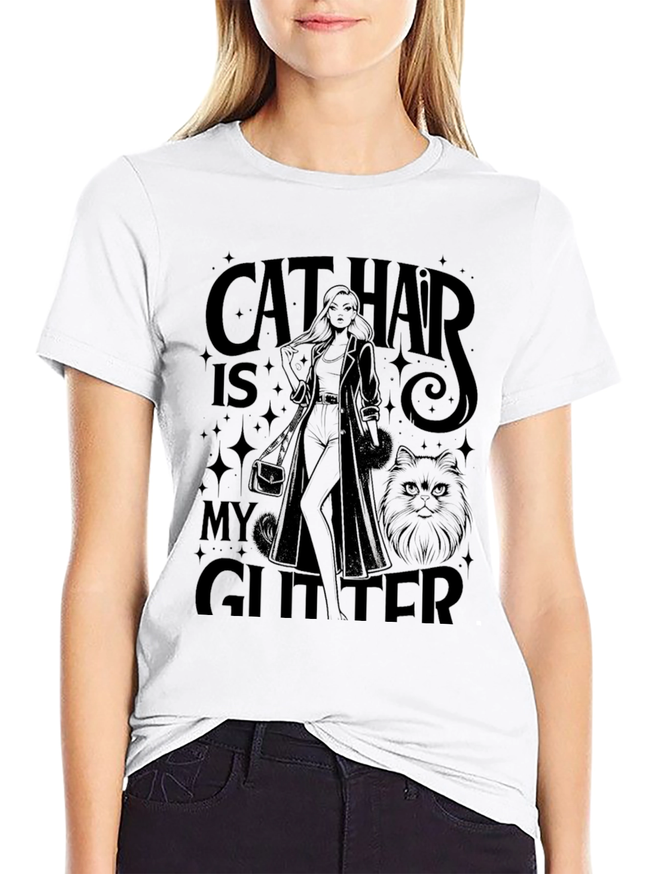 Cat Hair Is My Glitter - Novelty Graphic Tee