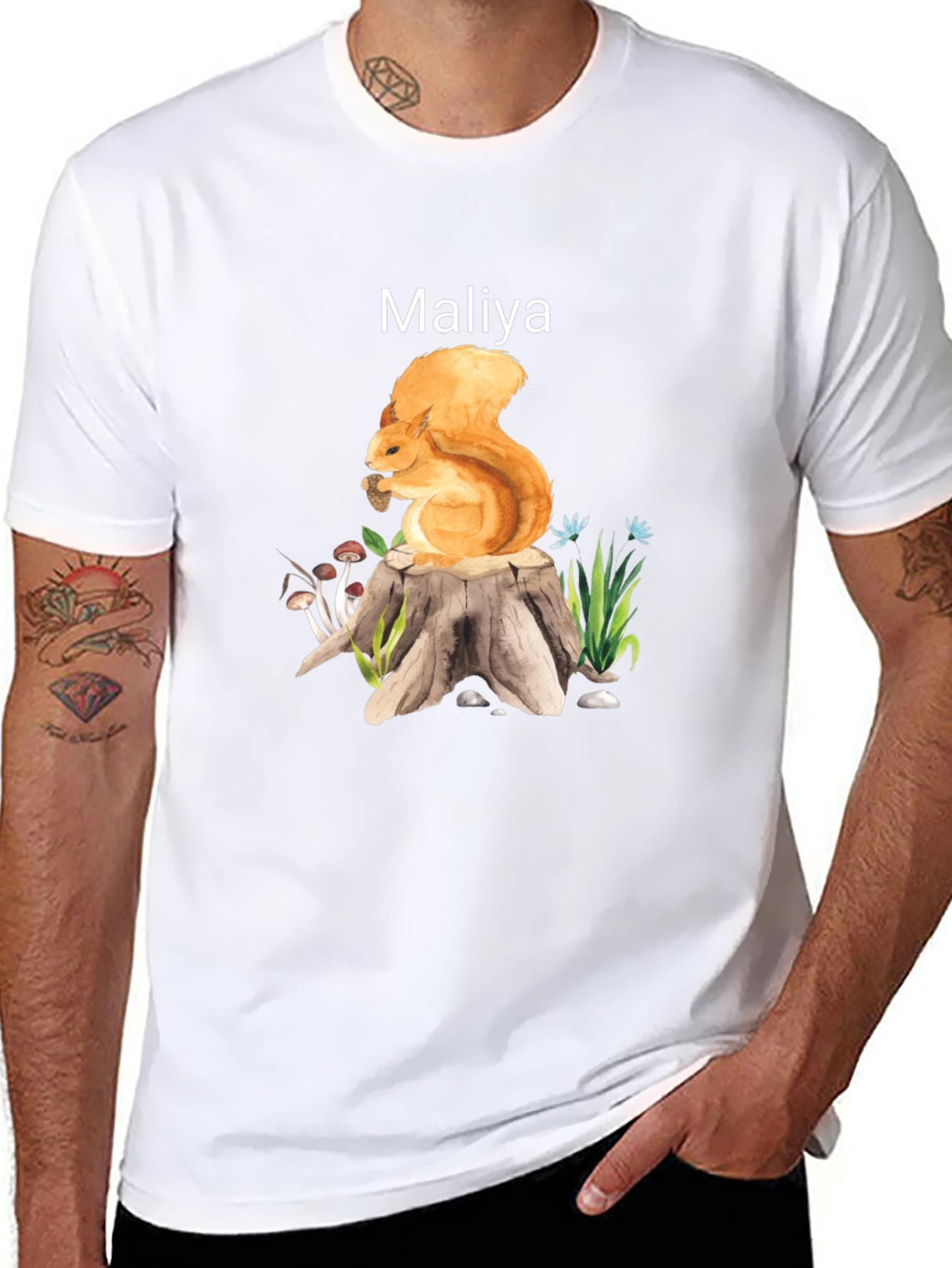 Squirrel Stump Graphic Tee - Personalized Name