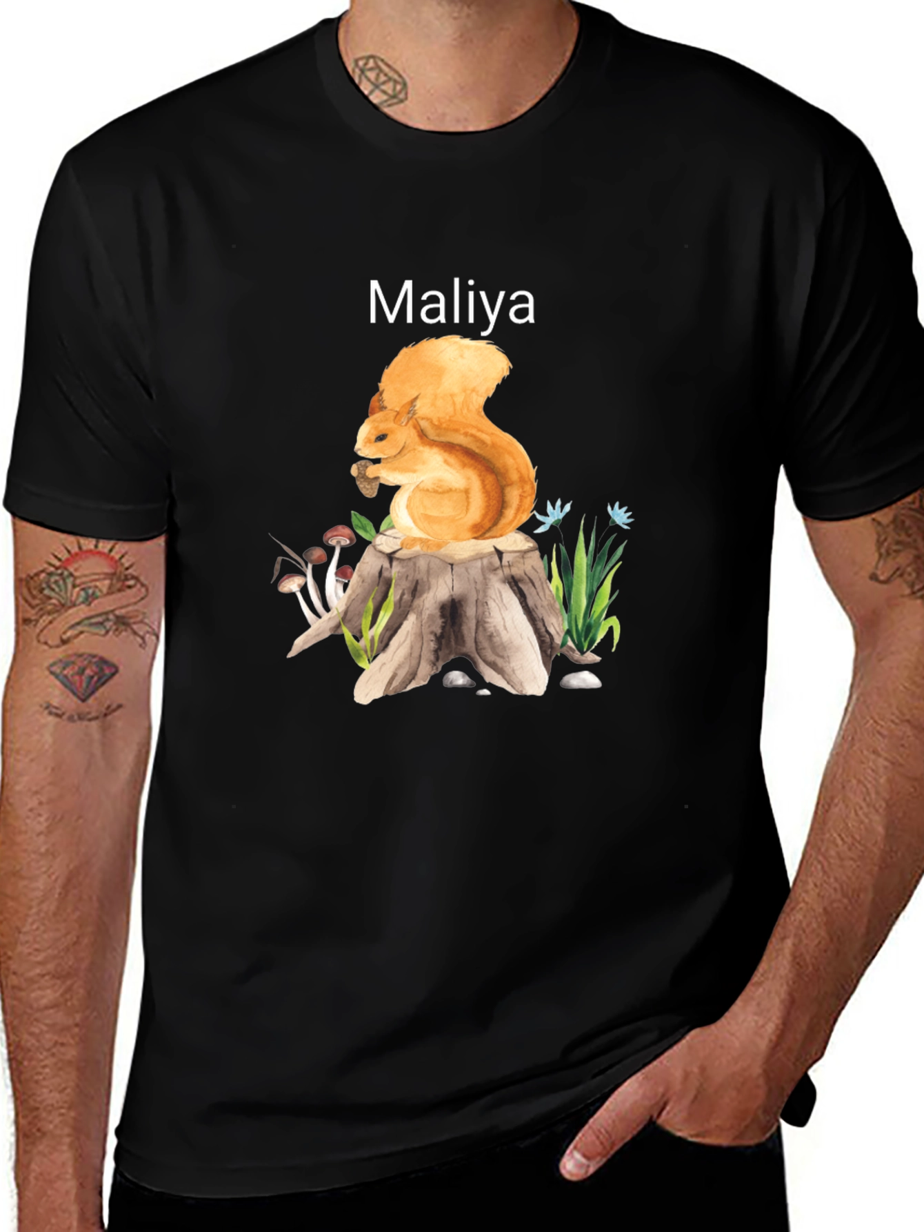 Squirrel Stump Graphic Tee - Personalized Name
