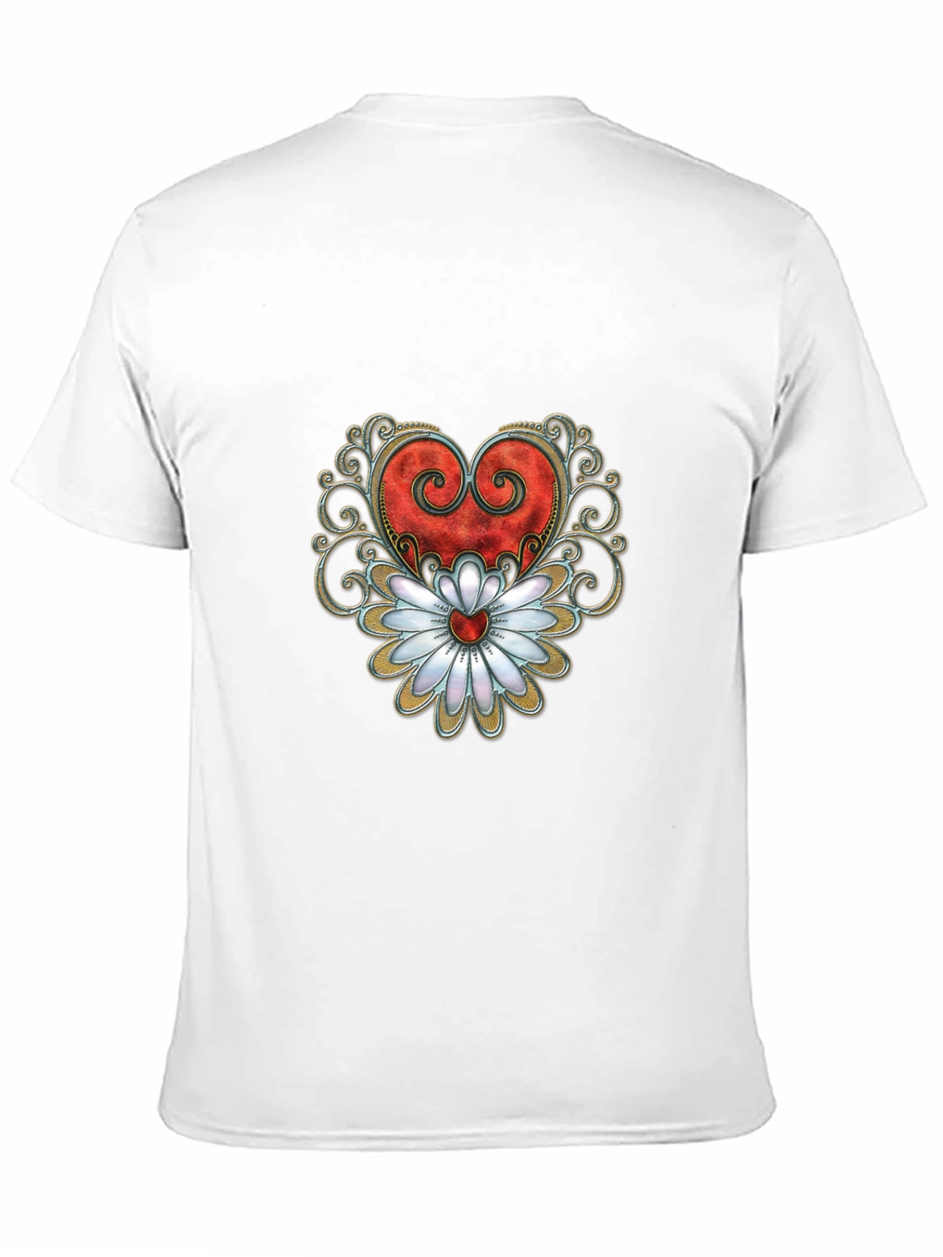 Heart & Flower Graphic Tee - Stylish Black T-Shirt