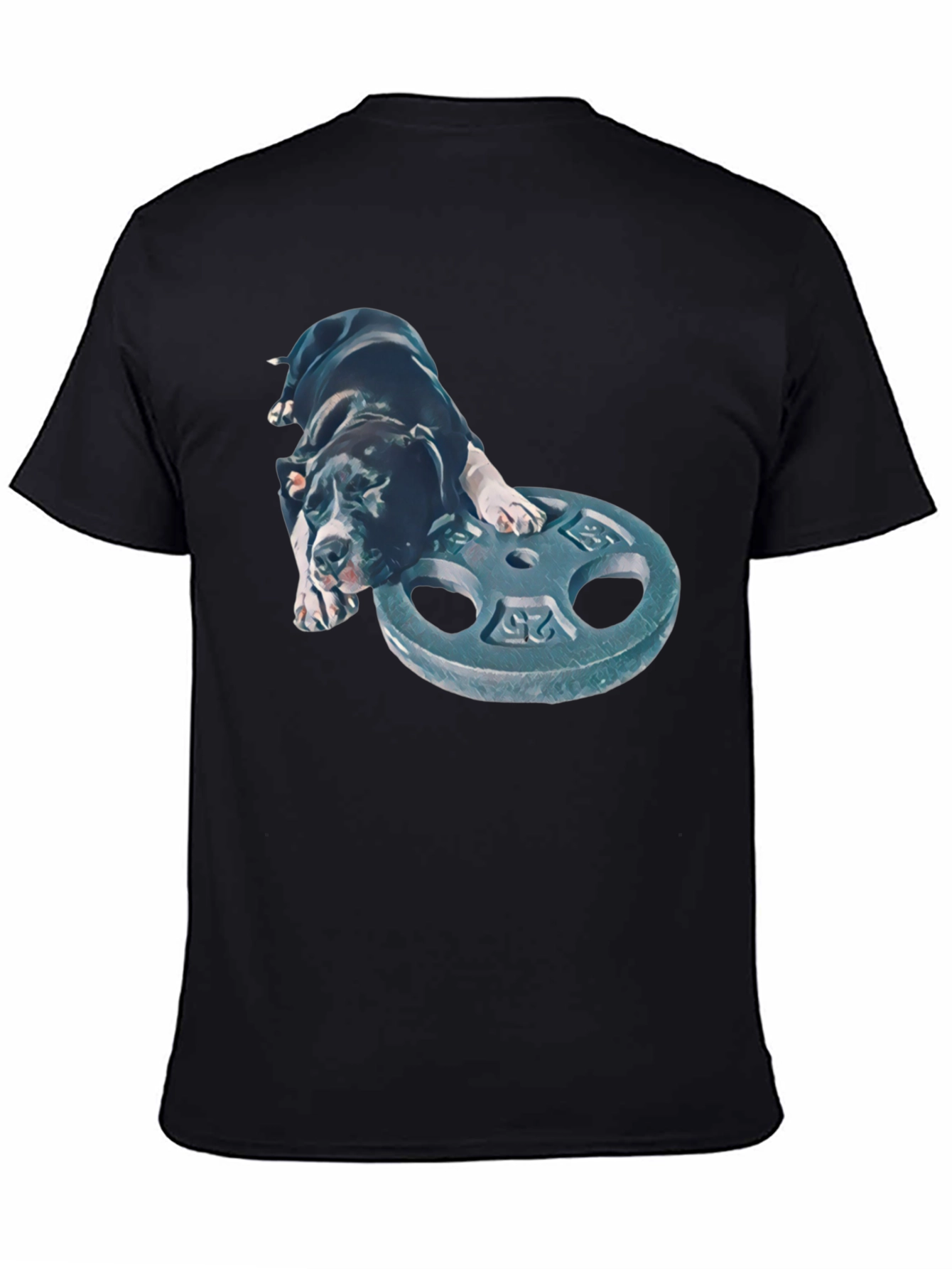 Dog on Weight Plate T-Shirt - Gym Pup