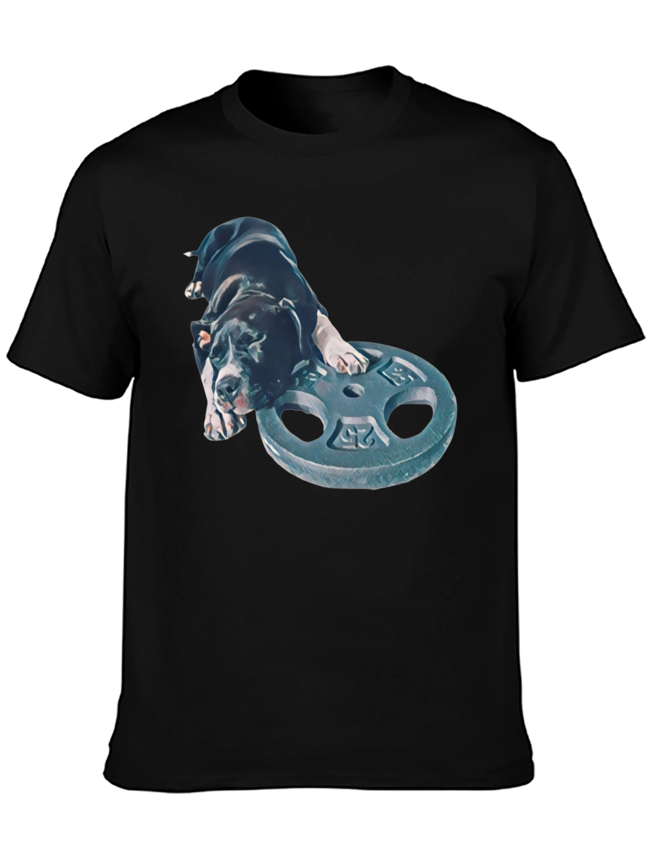 Dog on Weight Plate T-Shirt - Gym Pup