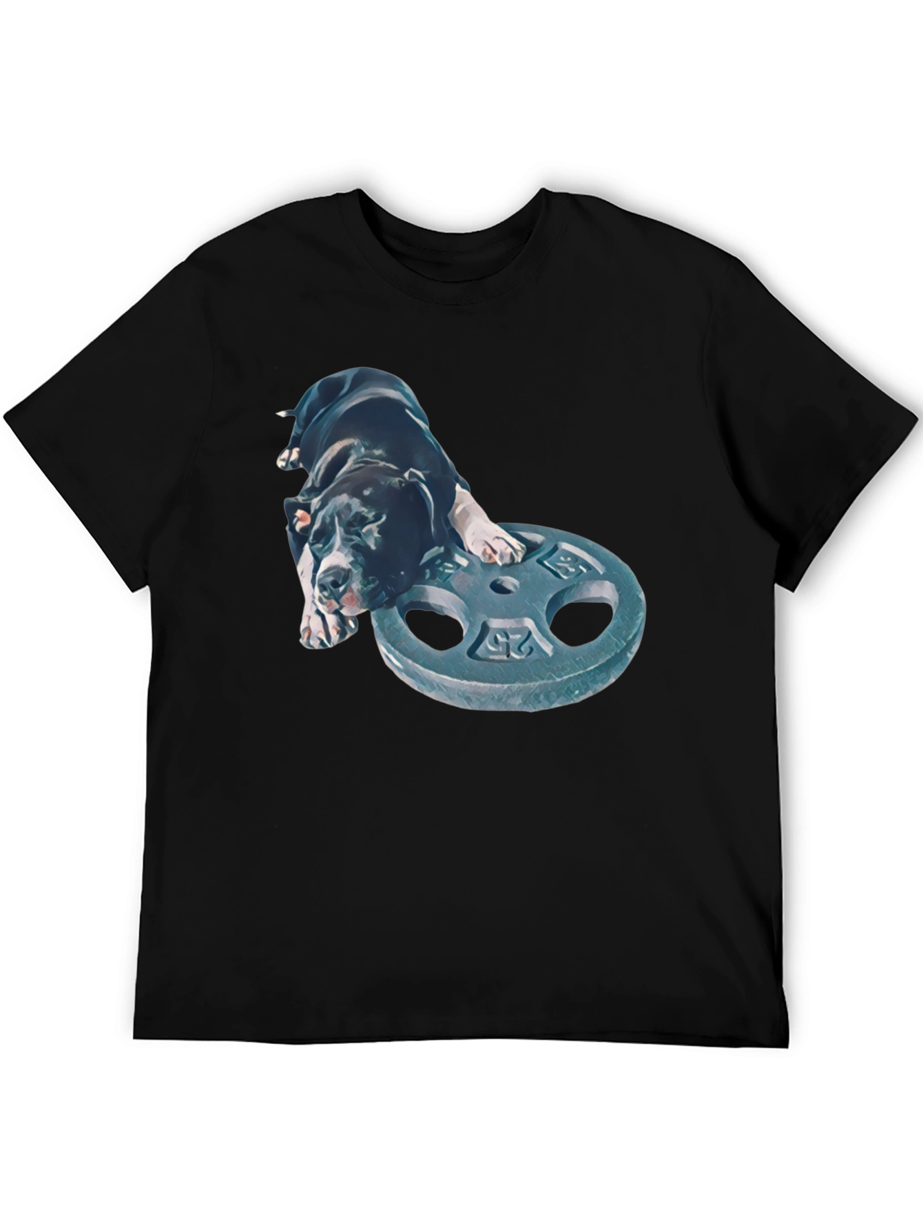 Dog on Weight Plate T-Shirt - Gym Pup