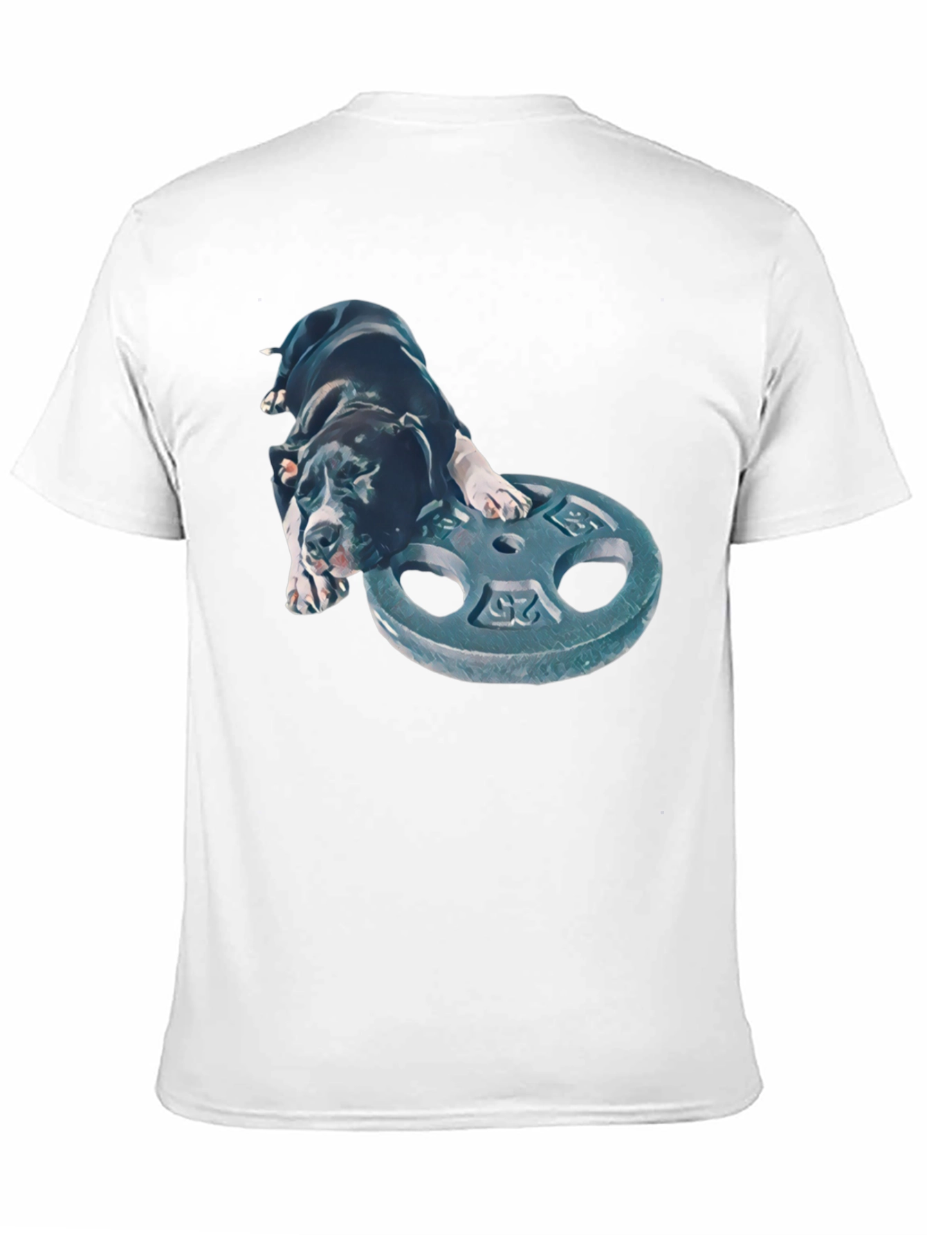Dog on Weight Plate T-Shirt - Gym Pup