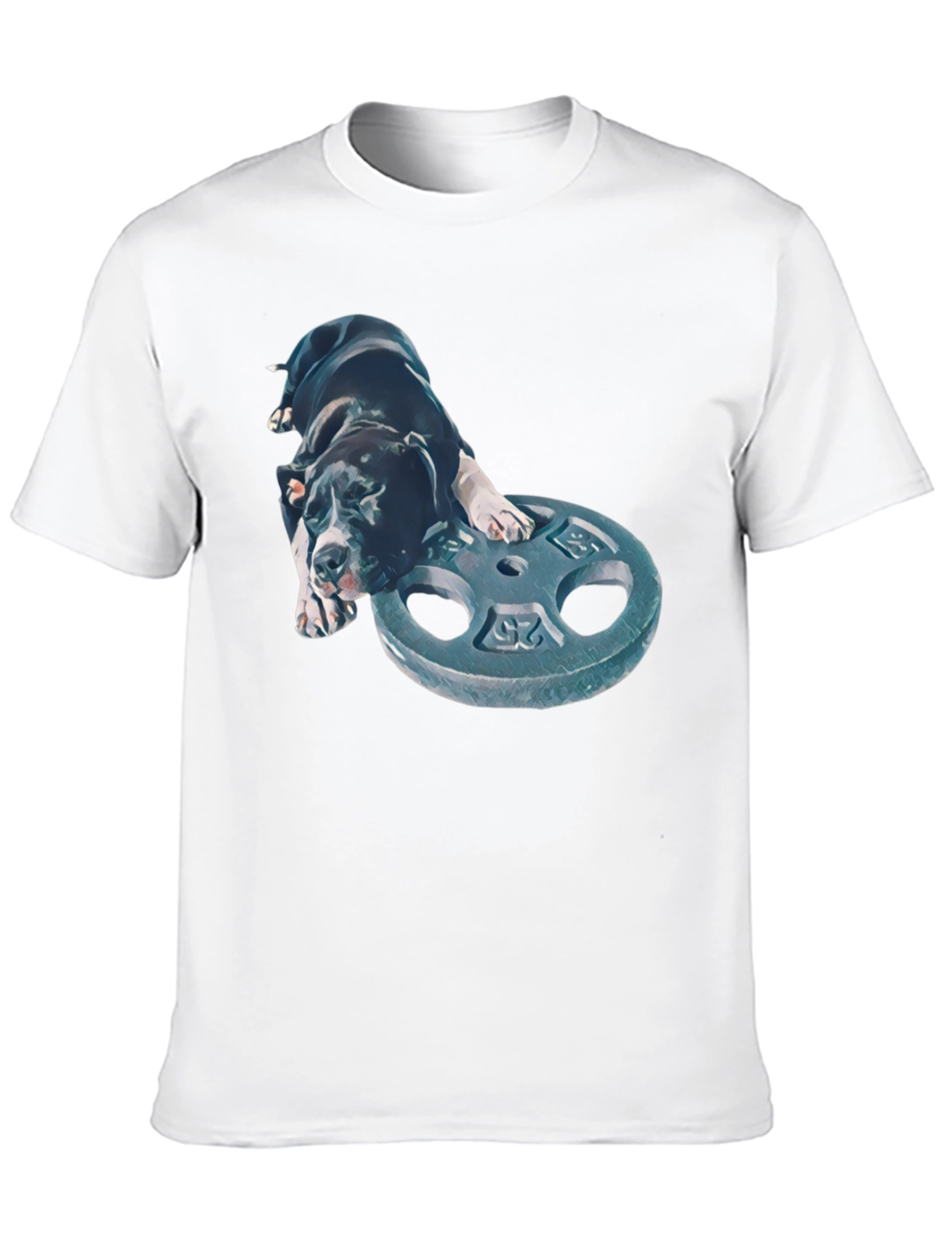 Dog on Weight Plate T-Shirt - Gym Pup