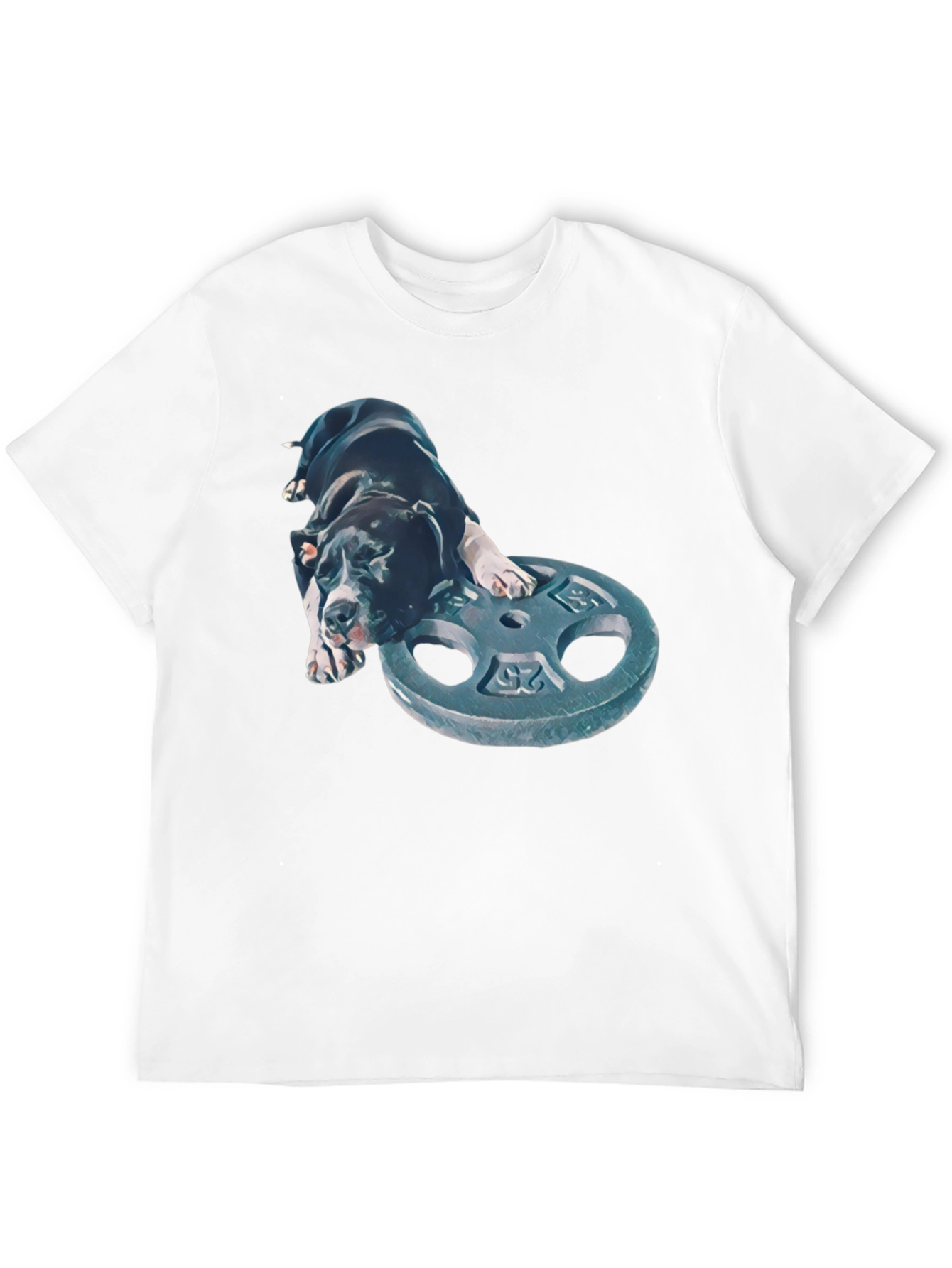 Dog on Weight Plate T-Shirt - Gym Pup