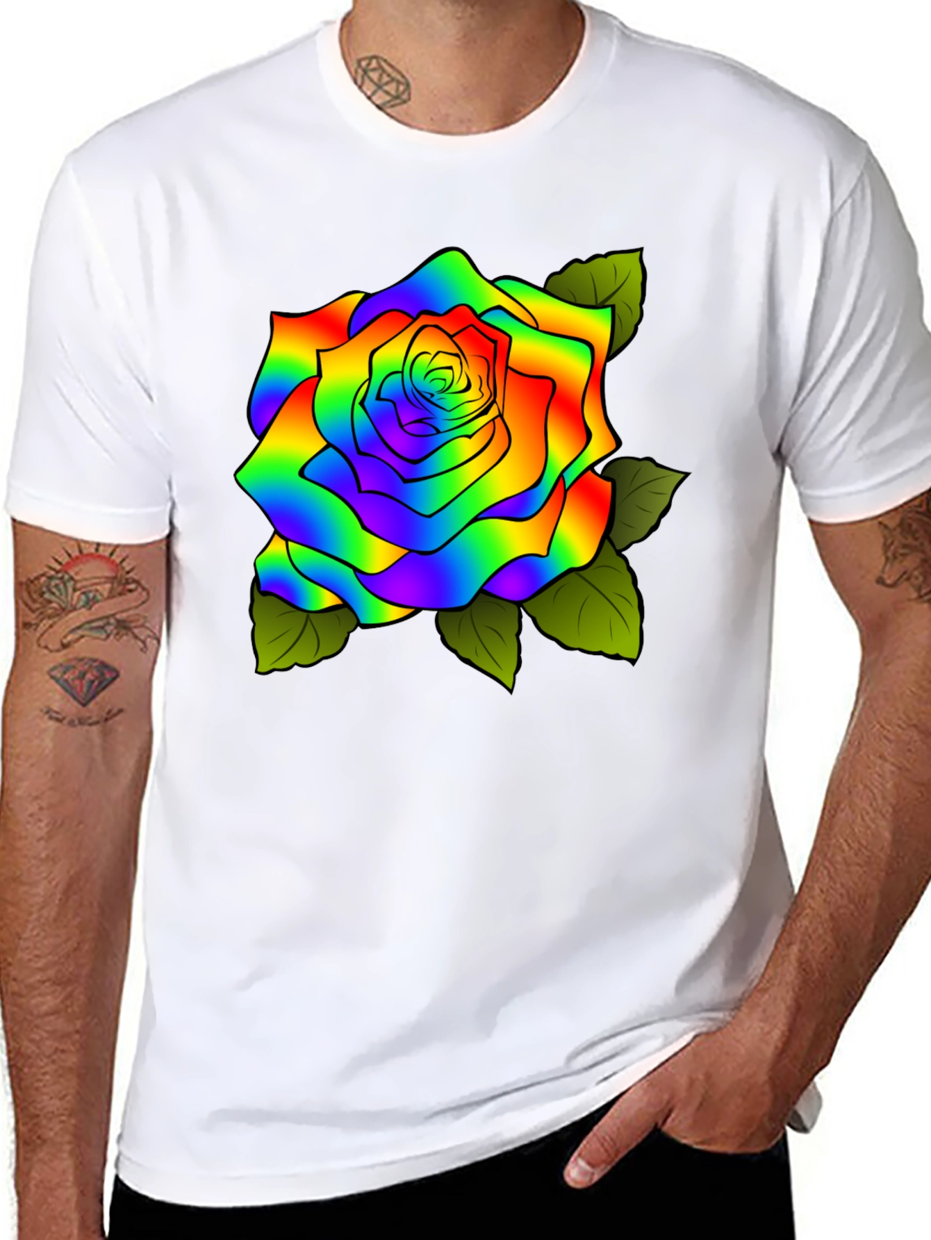 Rainbow Rose Graphic T-Shirt