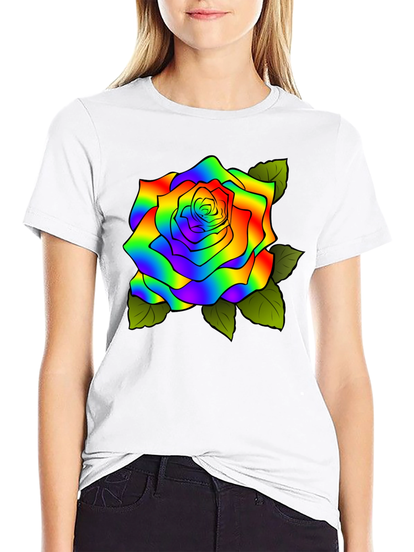 Rainbow Rose Graphic T-Shirt