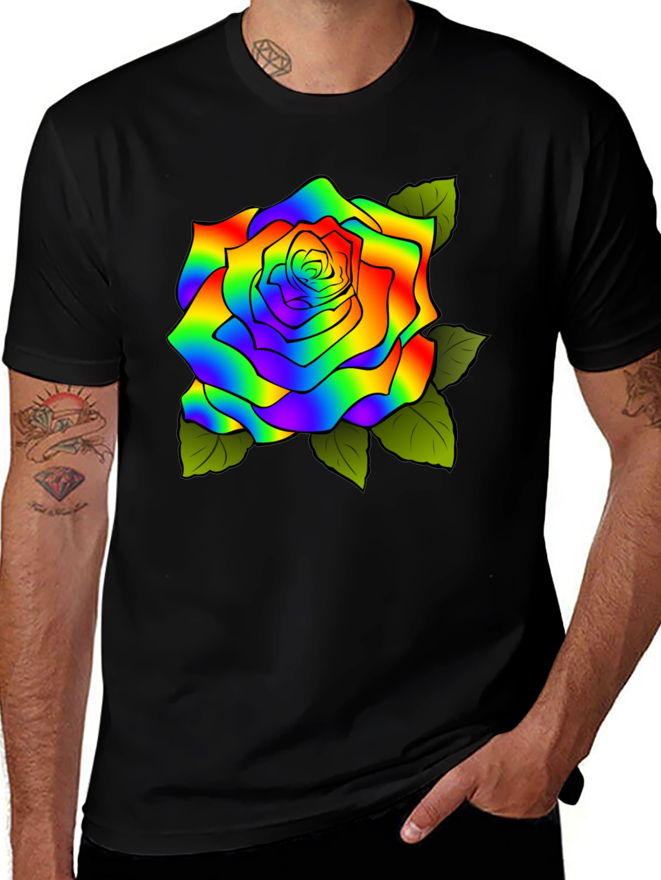 Rainbow Rose Graphic T-Shirt