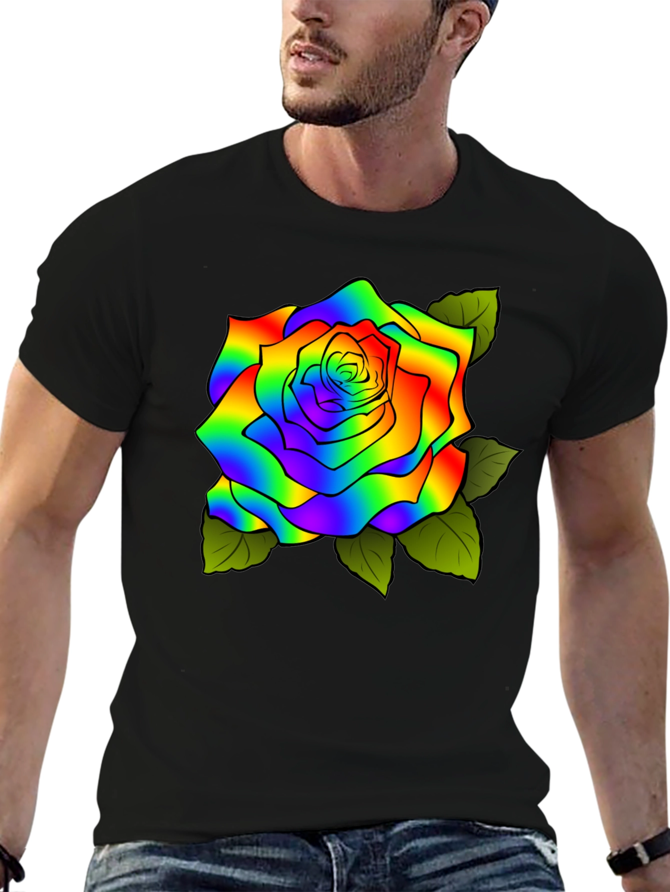 Rainbow Rose Graphic T-Shirt