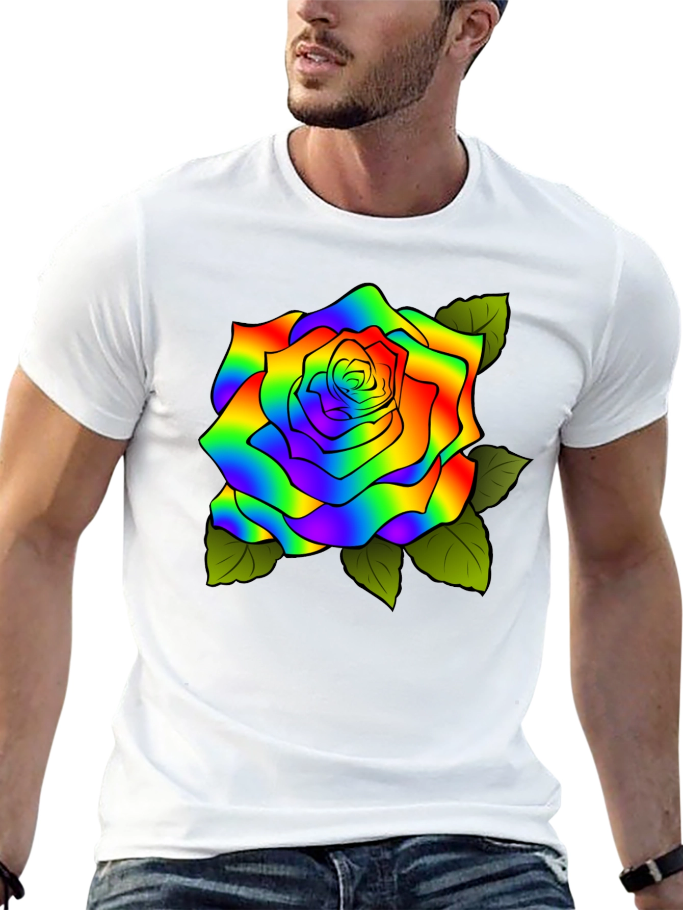 Rainbow Rose Graphic T-Shirt