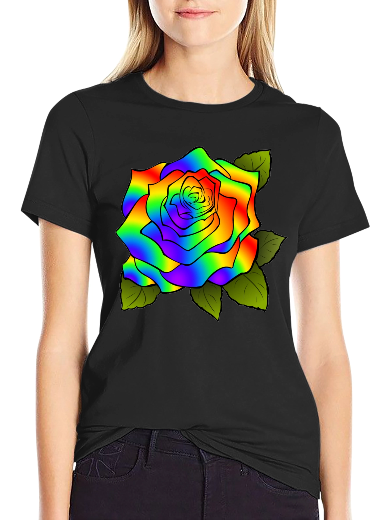 Rainbow Rose Graphic T-Shirt